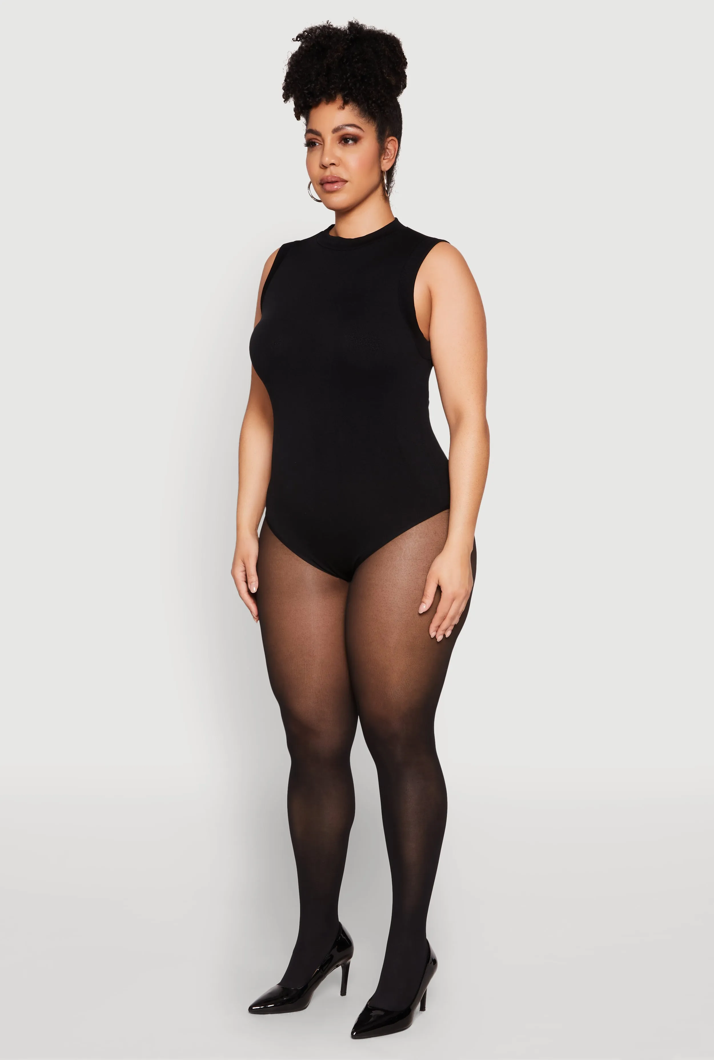 Plus Size Seamless Mock Neck Sleeveless Bodysuit sold by Rainbow product image thumbnail 5