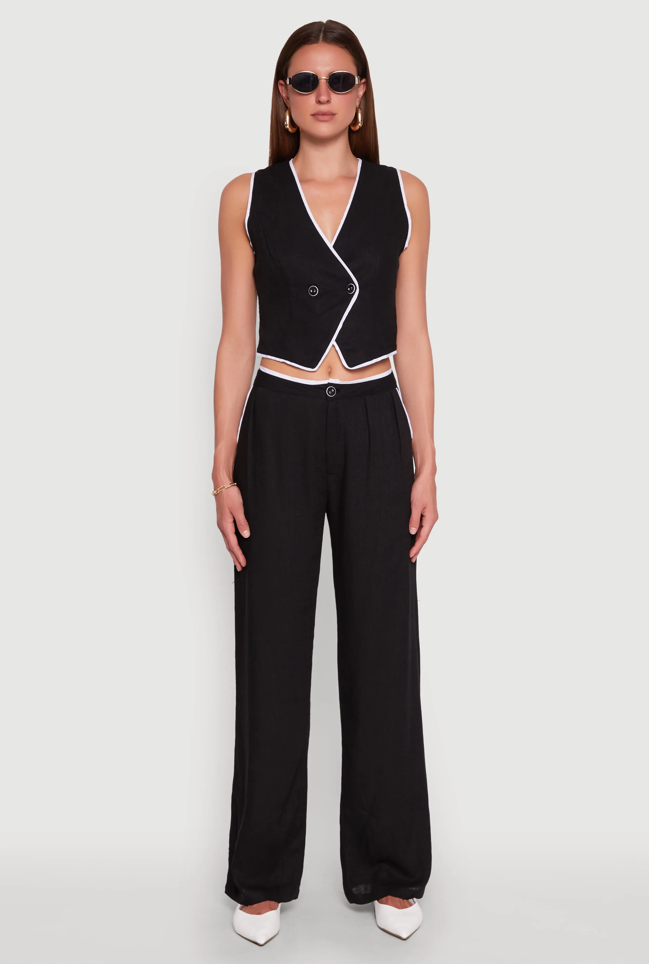 Linen Contrast Trim Vest sold by Rainbow product image thumbnail 2