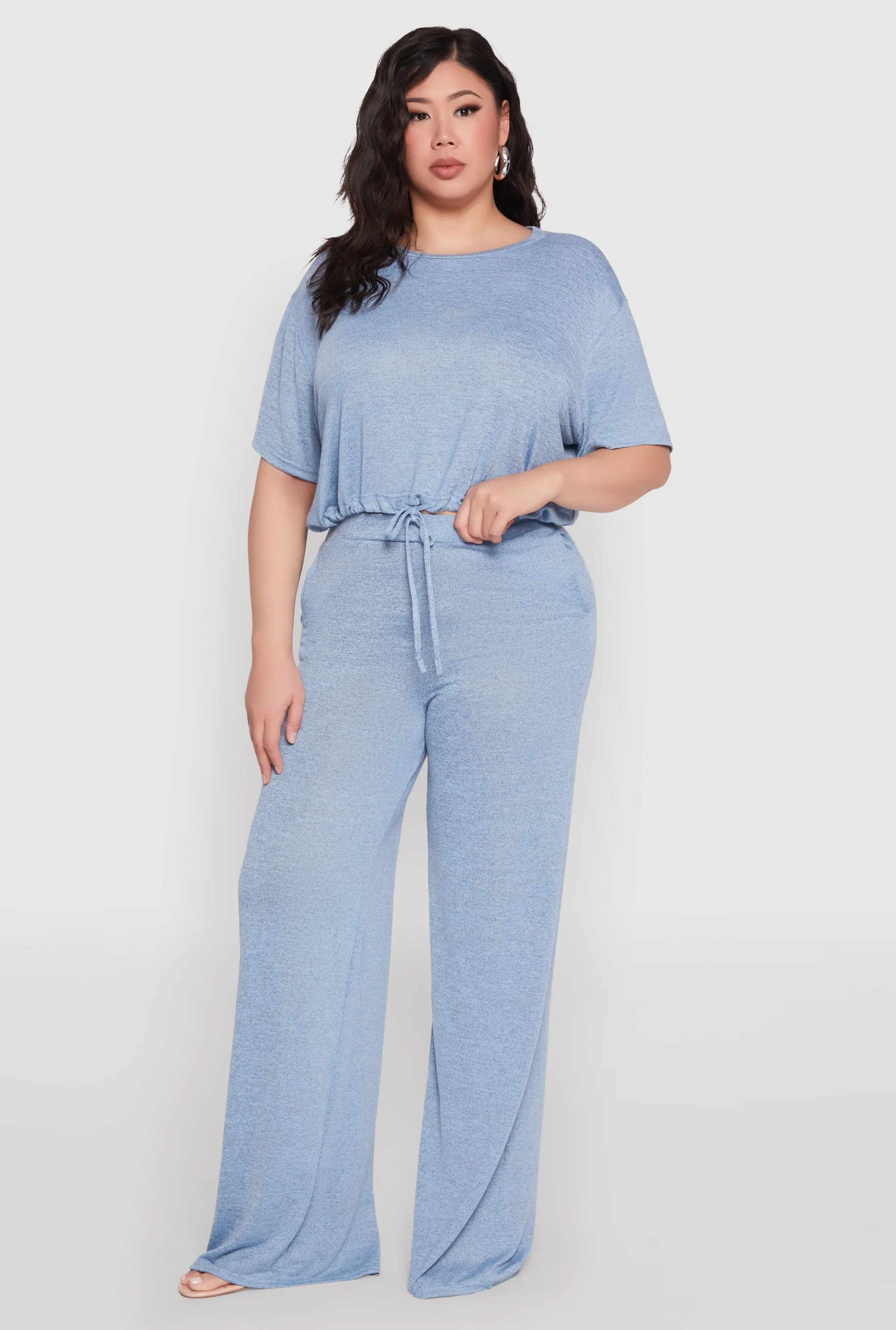 Plus Size Daisy Brushed Knit Drawstring Hem Tee sold by Rainbow product image thumbnail 2