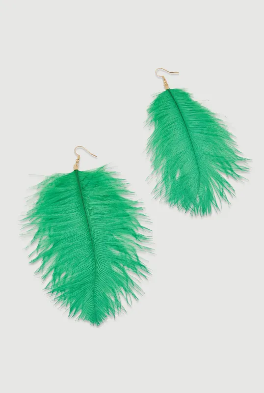Feather Drop Earrings sold by Rainbow