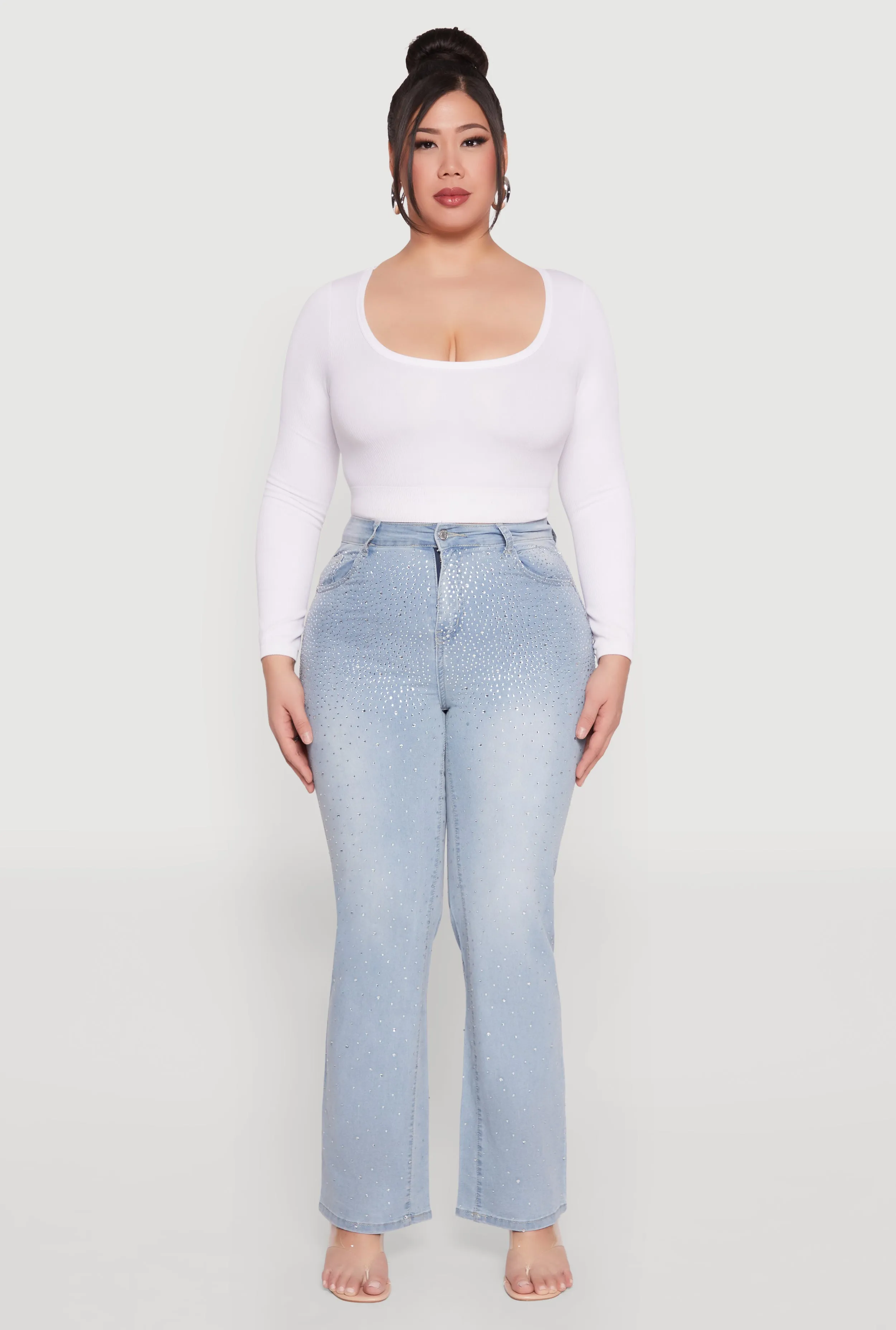 Plus Size Rhinestone Straight Leg Jeans sold by Rainbow product image thumbnail 2