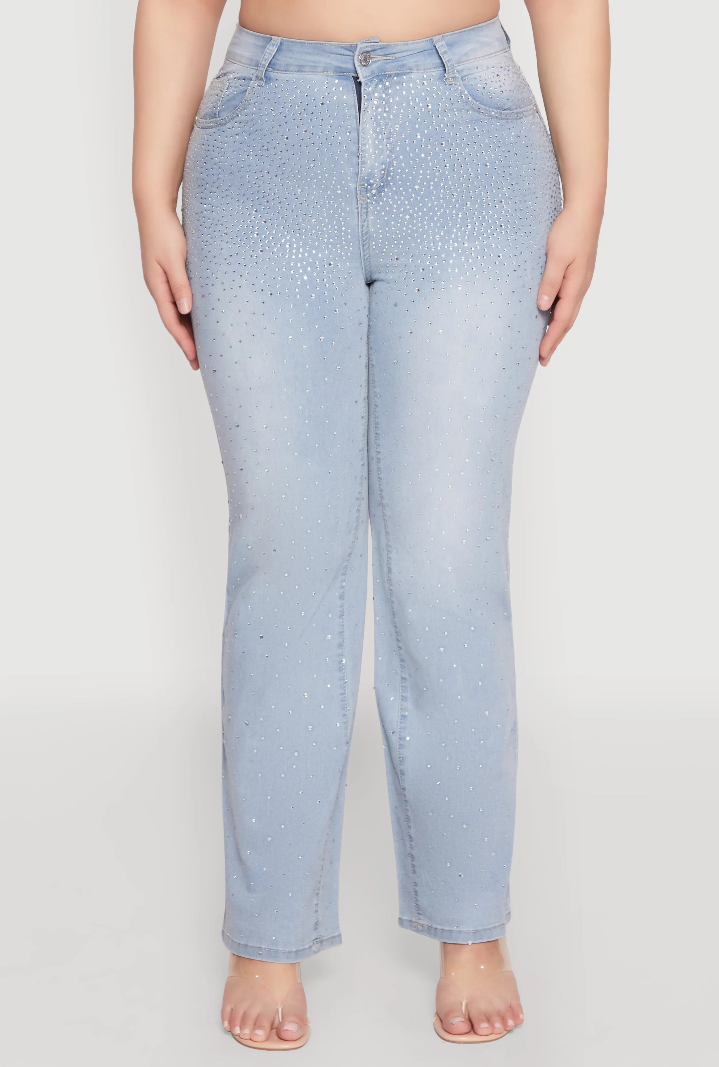Plus Size Rhinestone Straight Leg Jeans sold by Rainbow product image thumbnail 5
