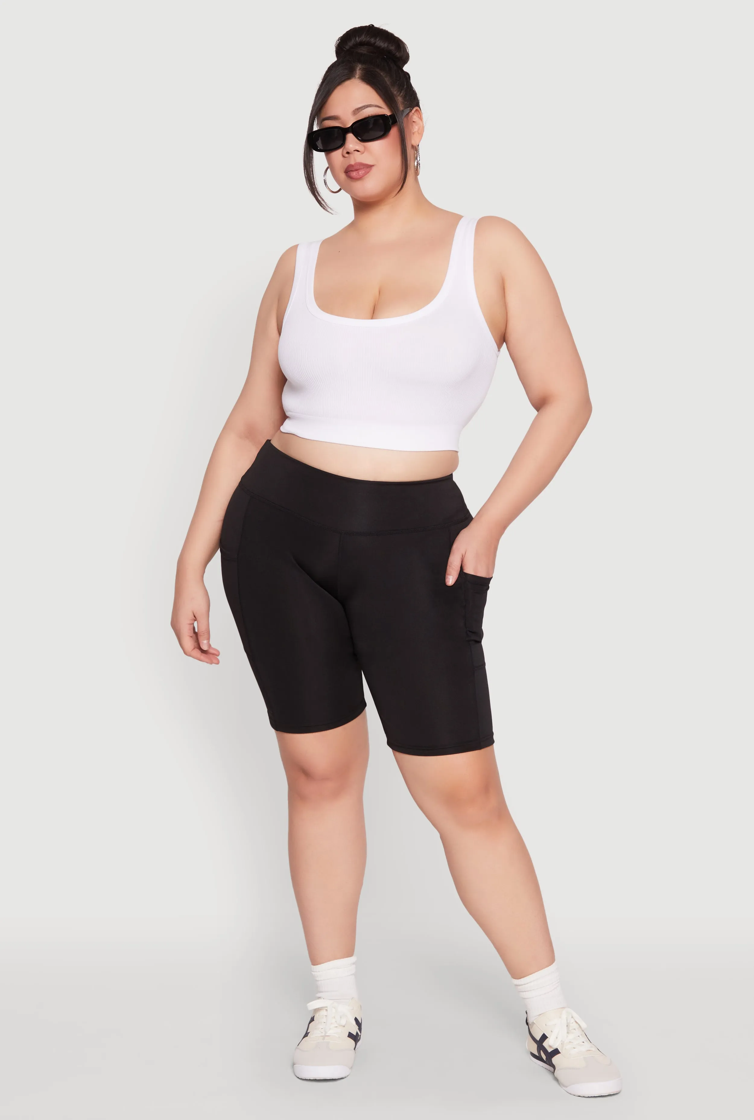 Plus Size Cell Phone Pocket Biker Shorts sold by Rainbow