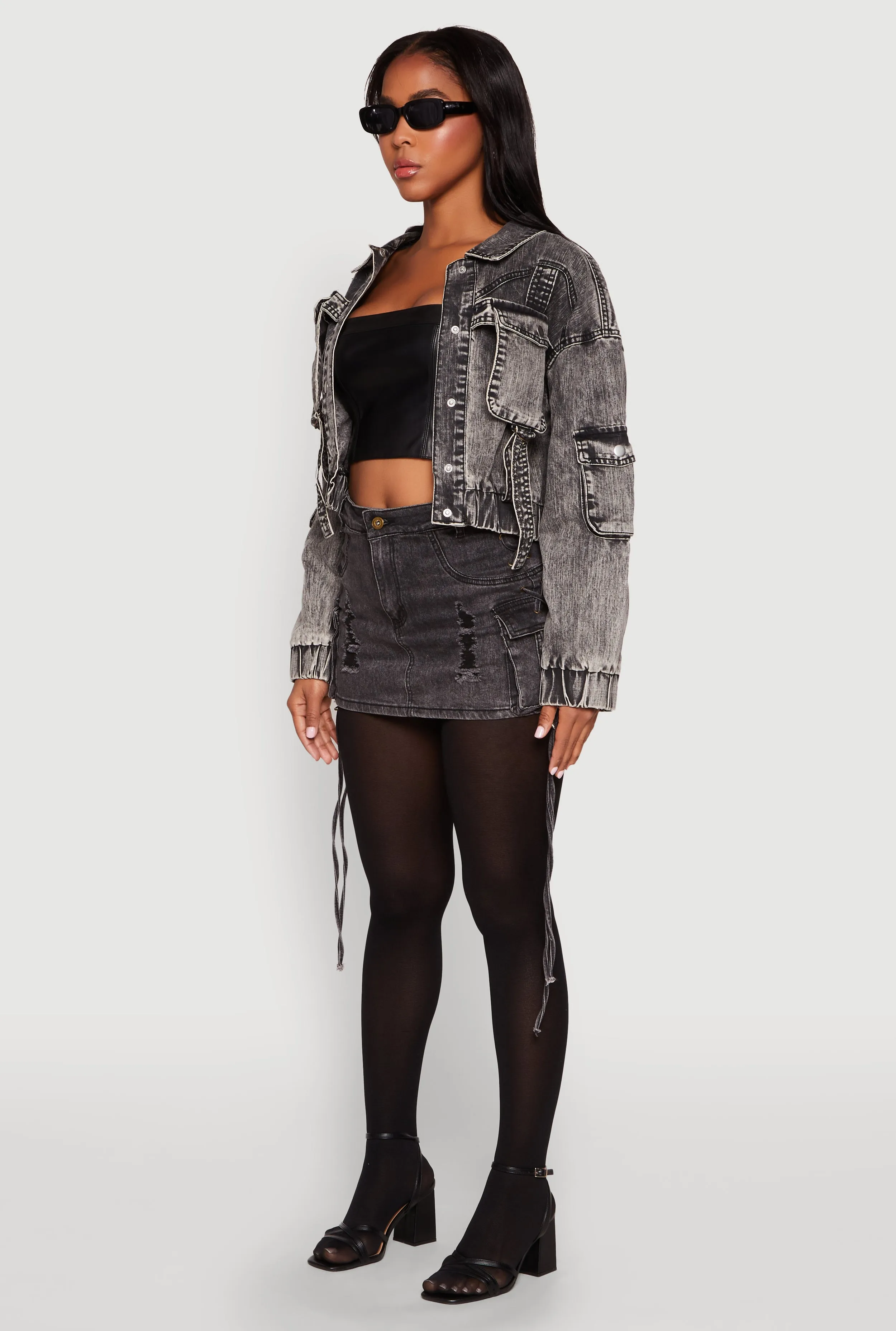 Mineral Wash Cargo Denim Jacket sold by Rainbow product image thumbnail 5