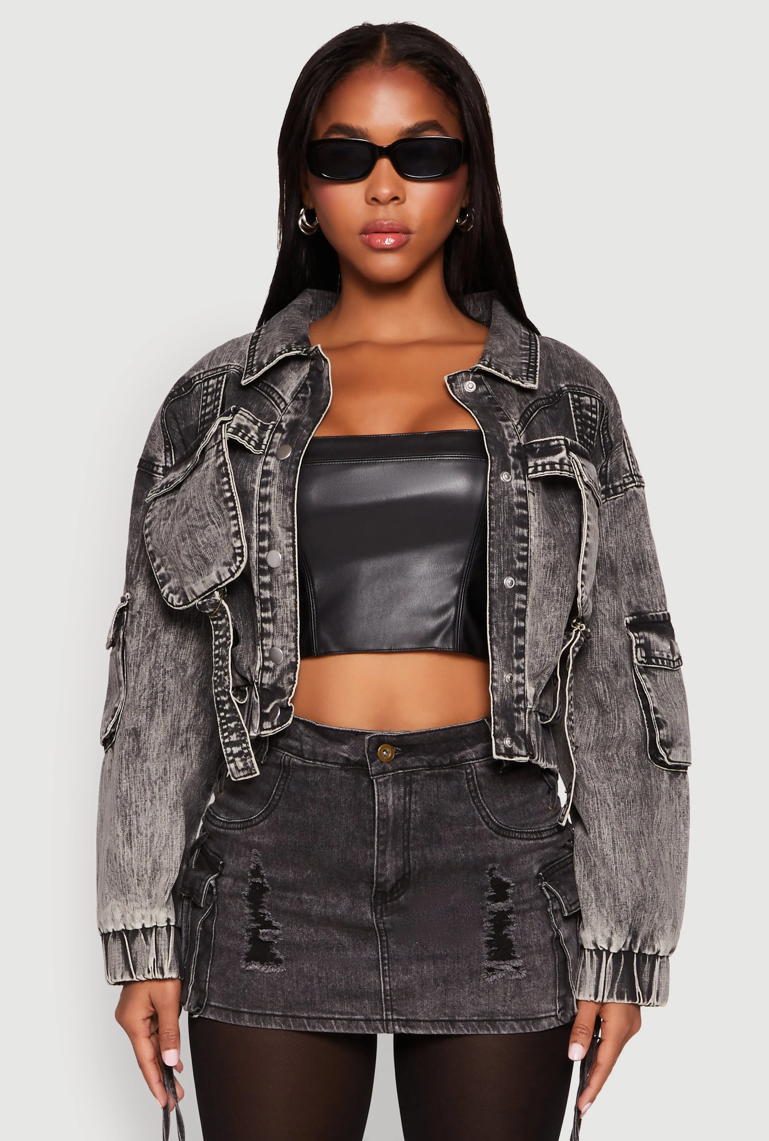 Mineral Wash Cargo Denim Jacket sold by Rainbow product image thumbnail 2