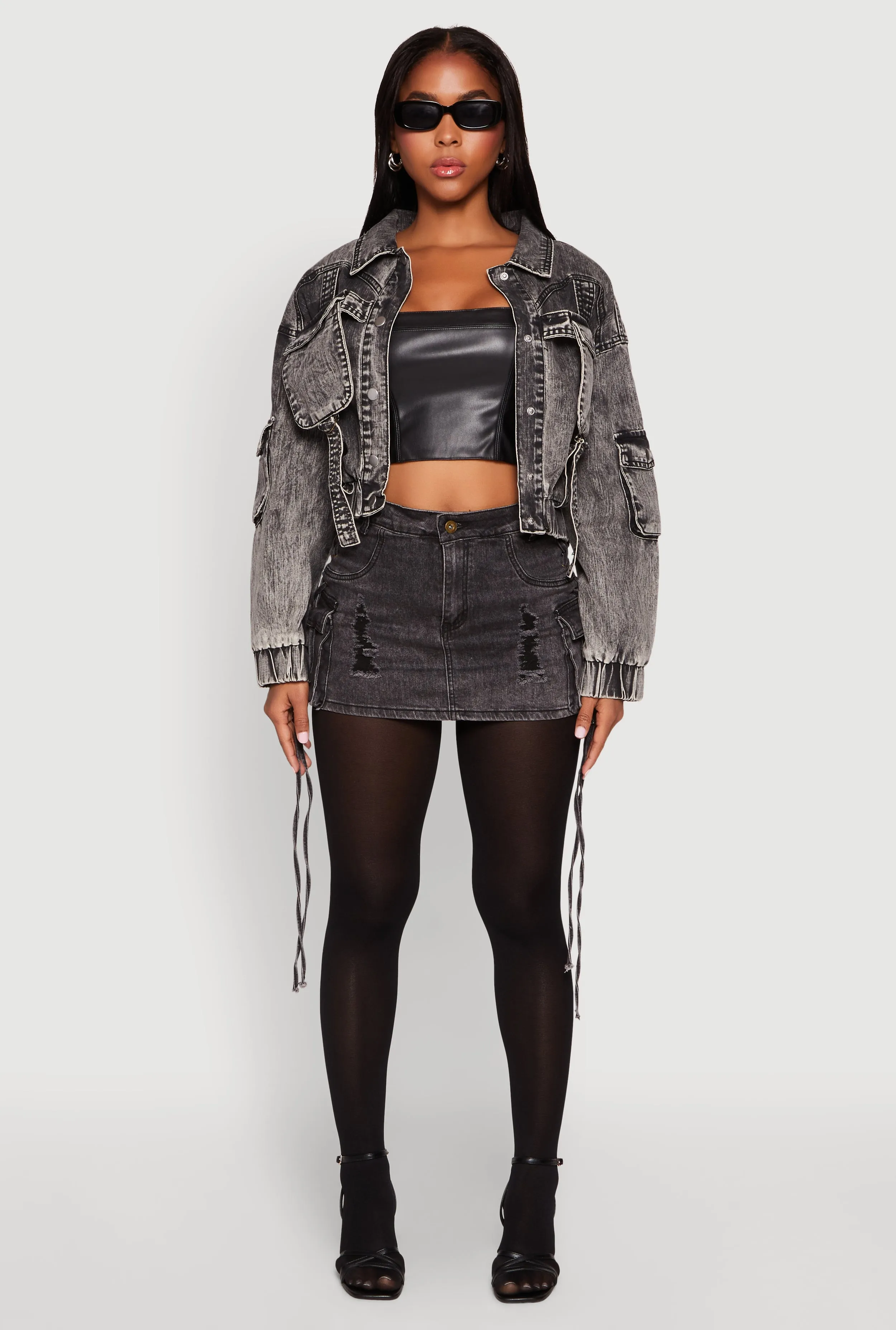 Mineral Wash Cargo Denim Jacket sold by Rainbow product image thumbnail 3