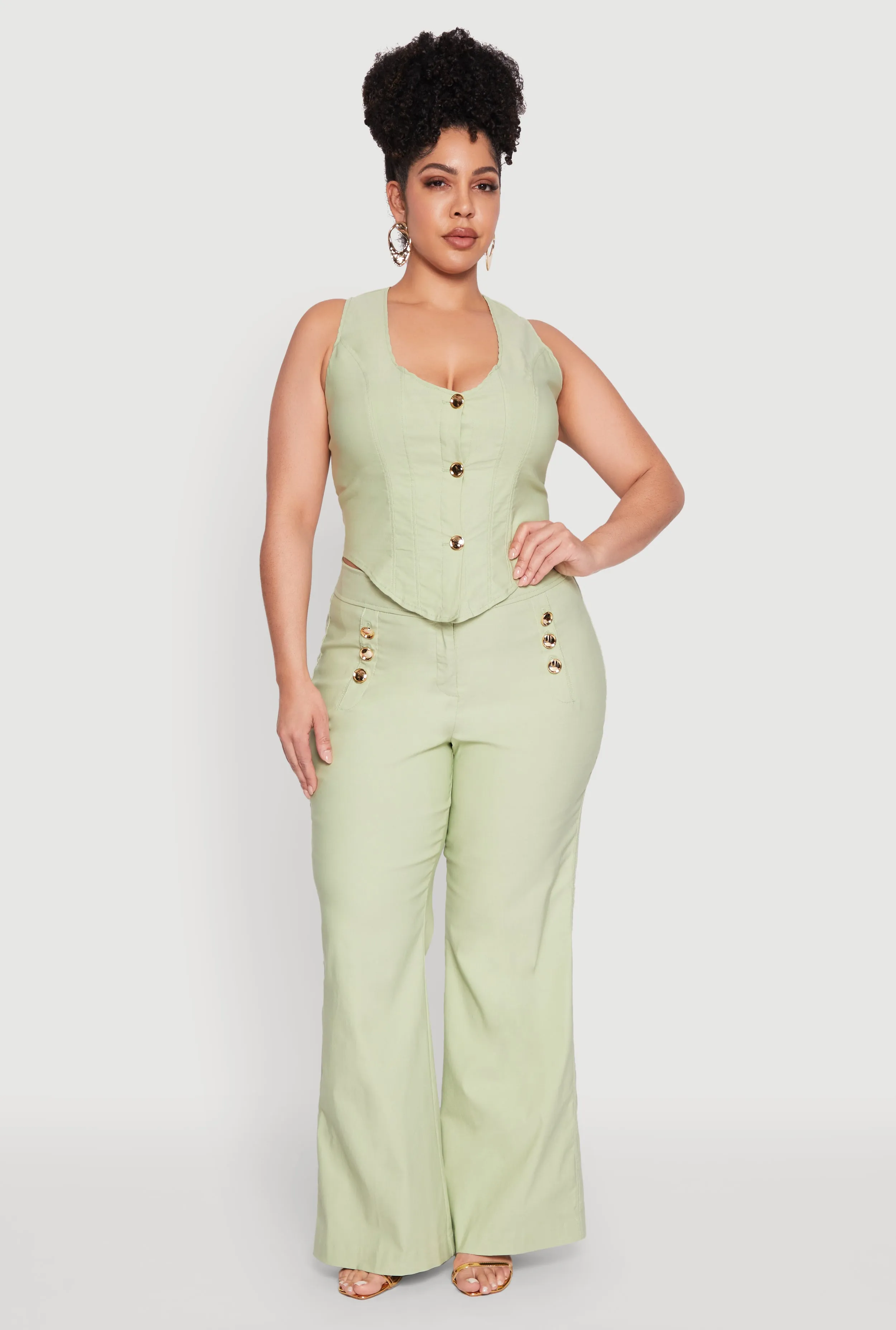 Plus Size Cropped Corset Detail Vest sold by Rainbow product image thumbnail 2