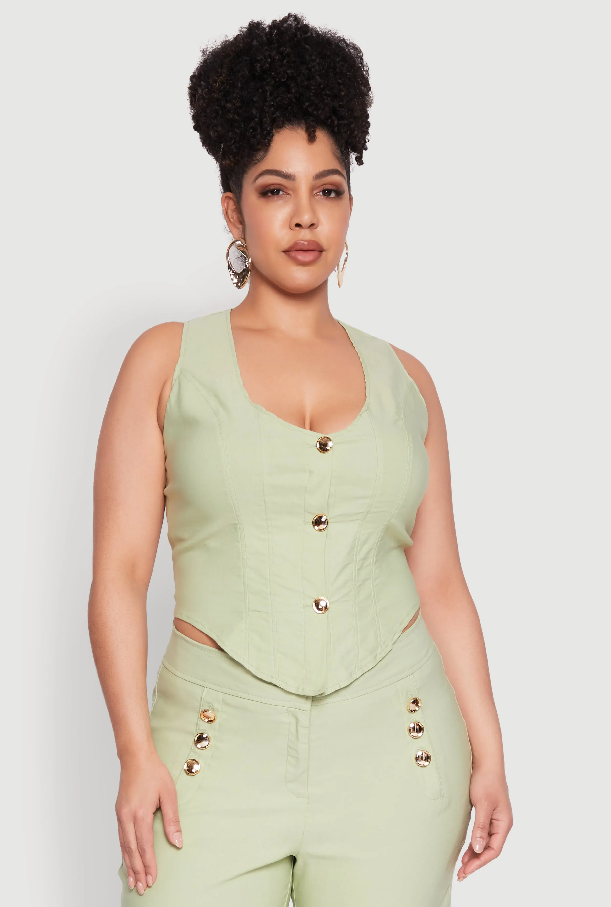 Plus Size Cropped Corset Detail Vest sold by Rainbow