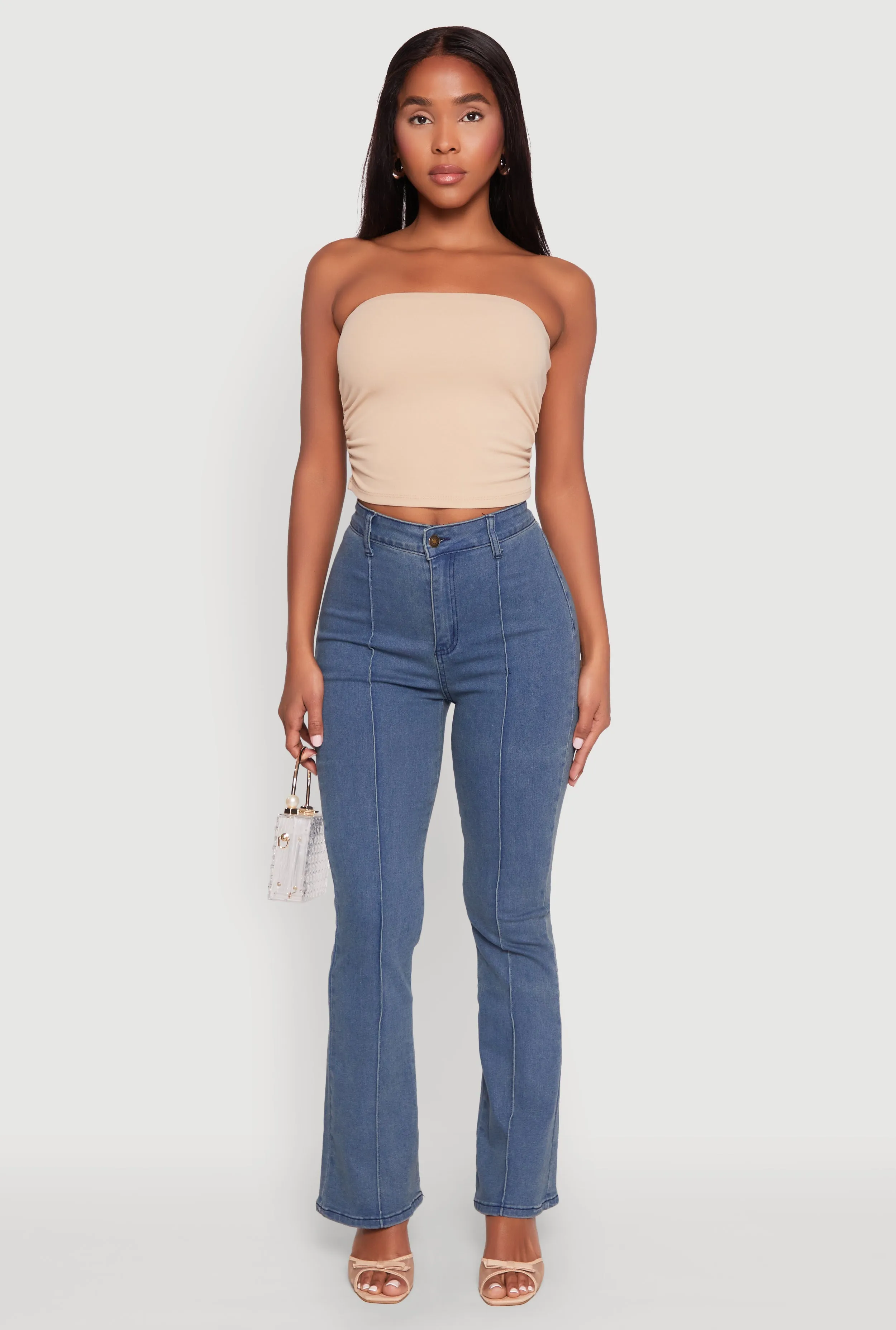Side Ruched Cropped Tube Top sold by Rainbow