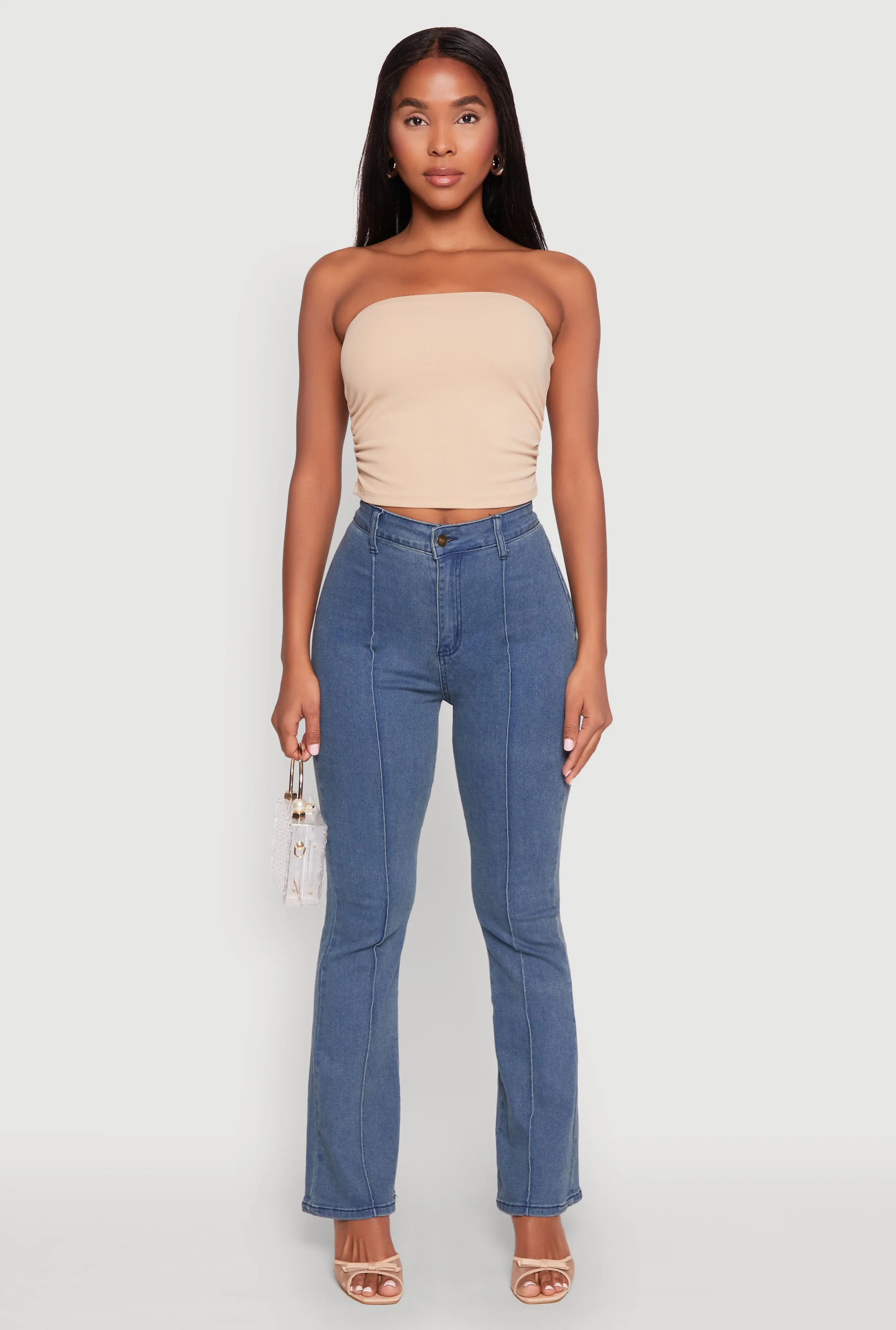 Side Ruched Cropped Tube Top sold by Rainbow product image thumbnail 3