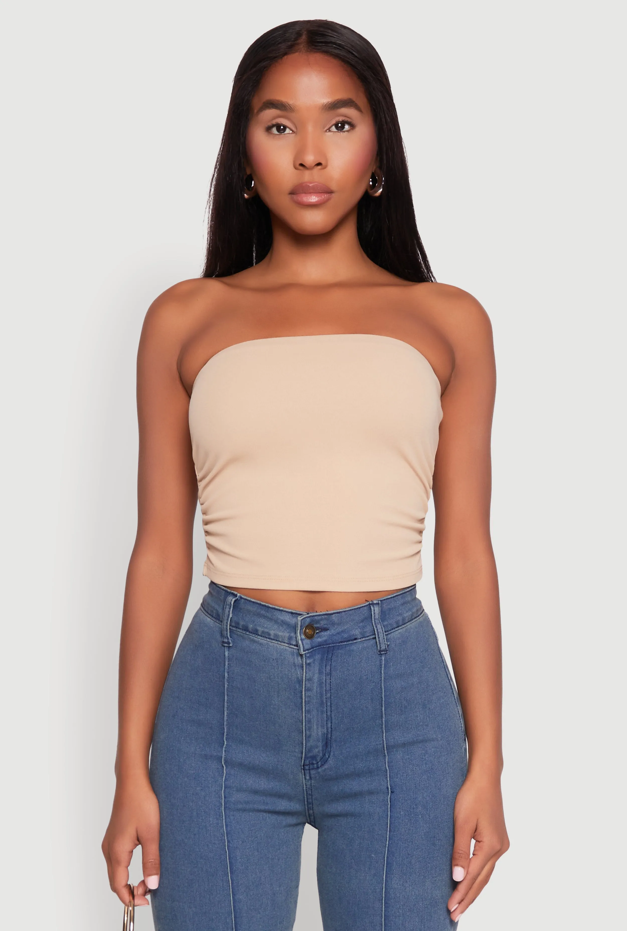 Side Ruched Cropped Tube Top sold by Rainbow product image thumbnail 2