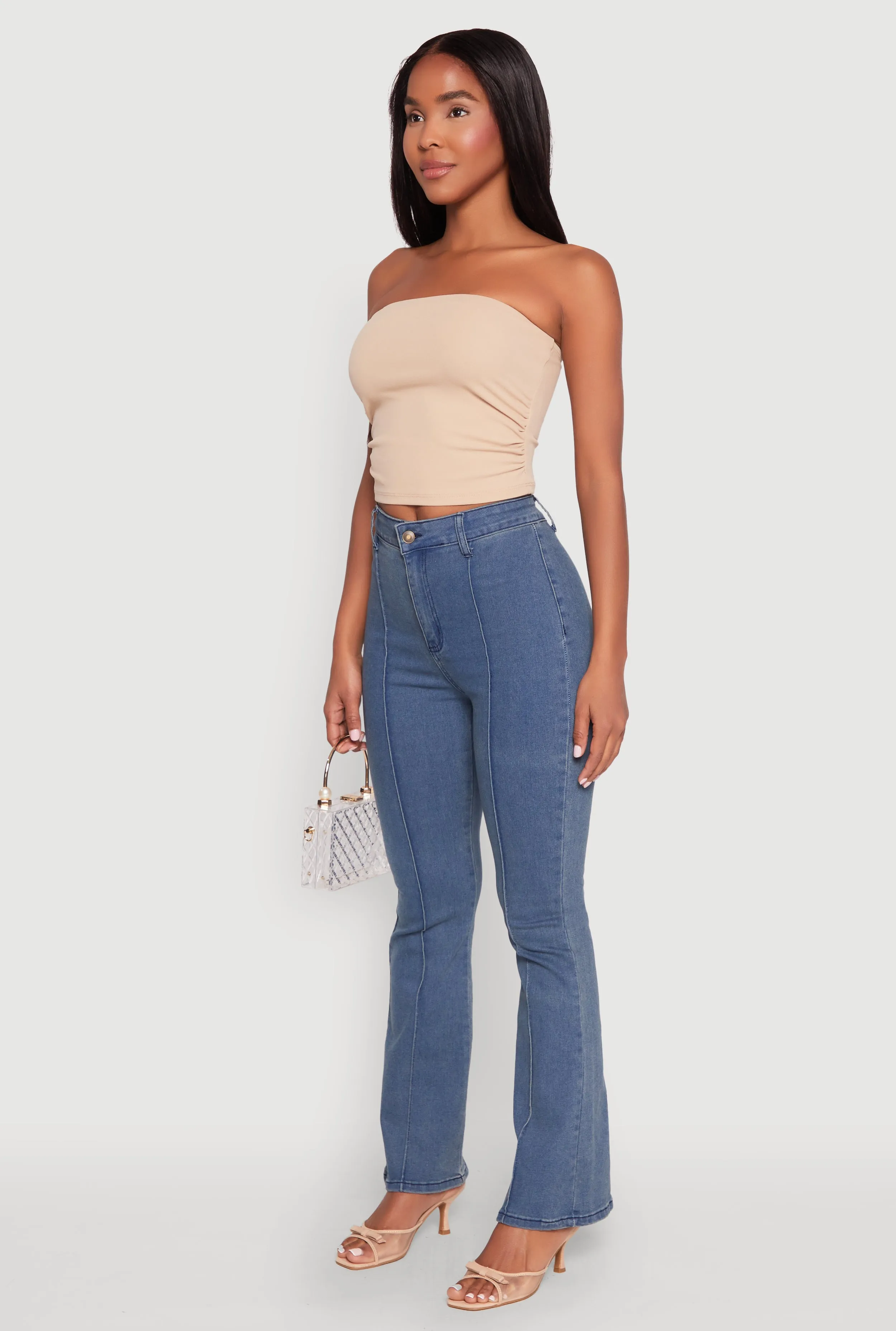 Side Ruched Cropped Tube Top sold by Rainbow product image thumbnail 5
