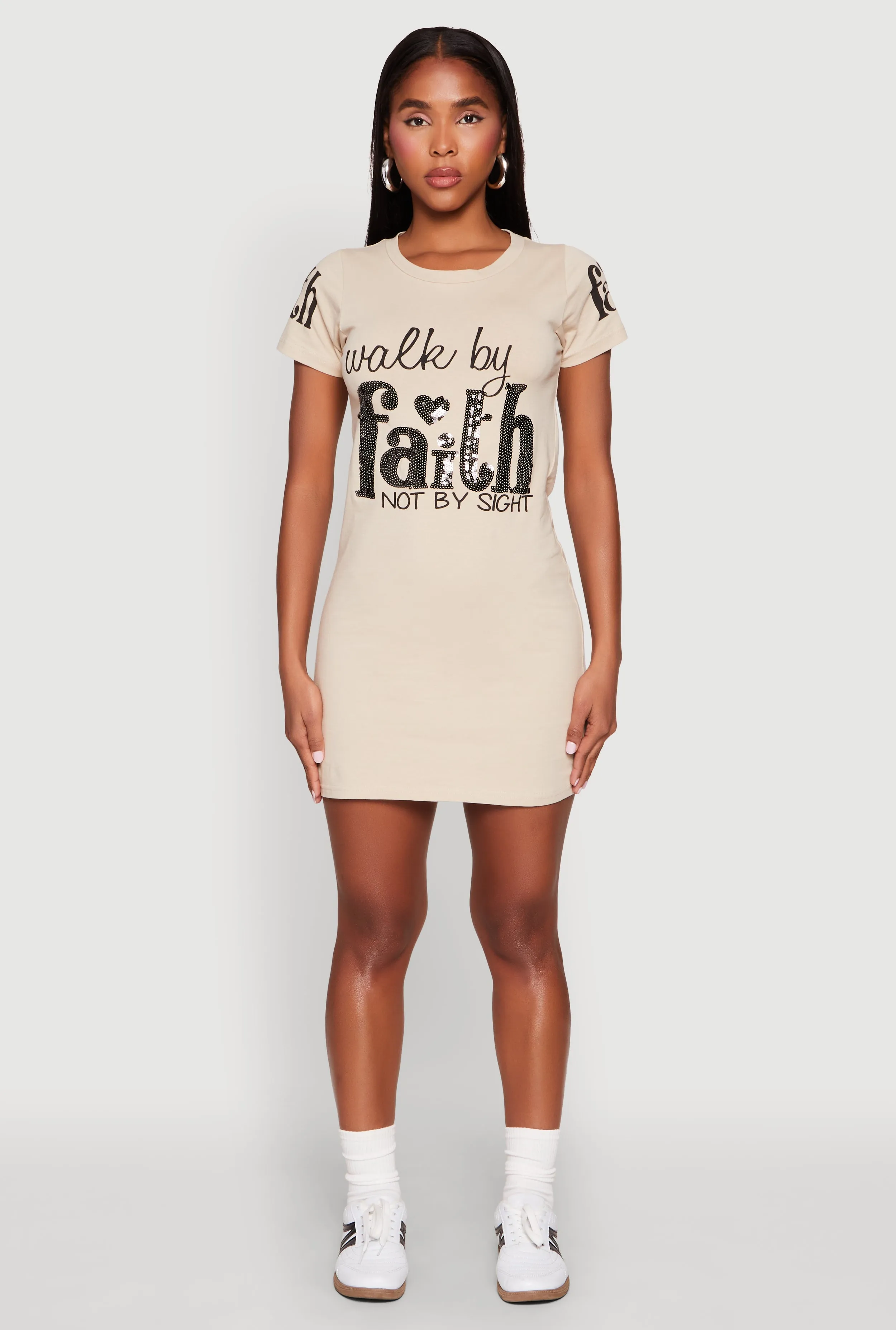 Sequin Walk By Faith Not By Sight T Shirt Dress sold by Rainbow