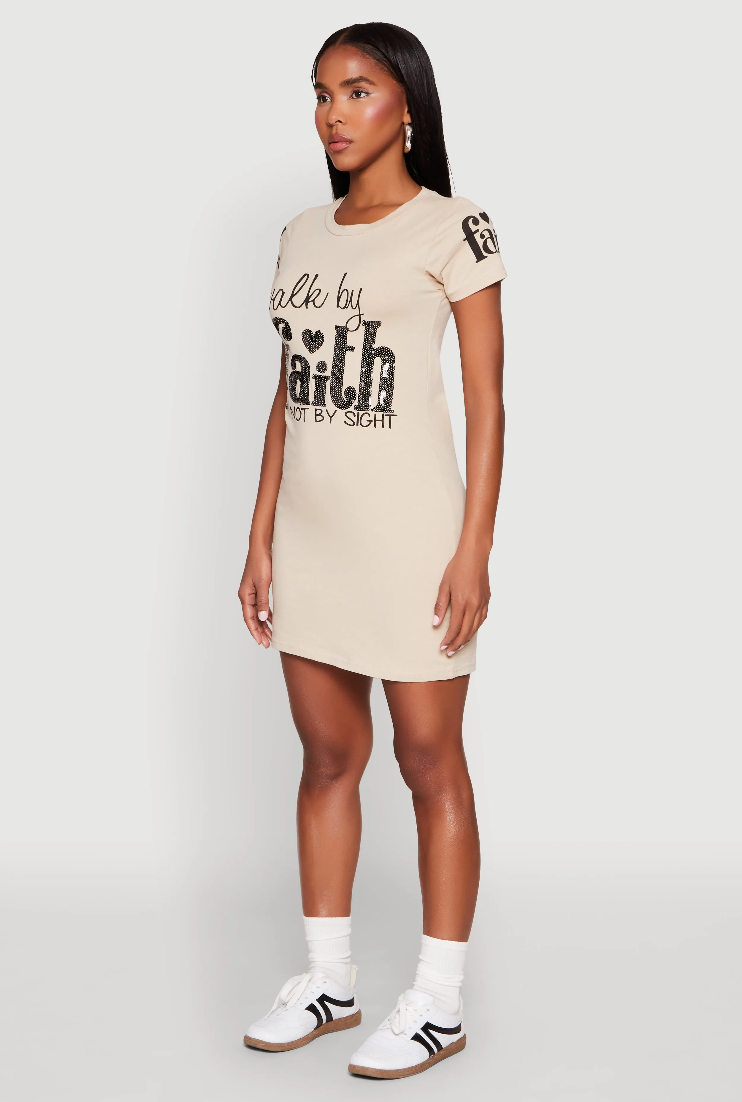 Sequin Walk By Faith Not By Sight T Shirt Dress sold by Rainbow product image thumbnail 3