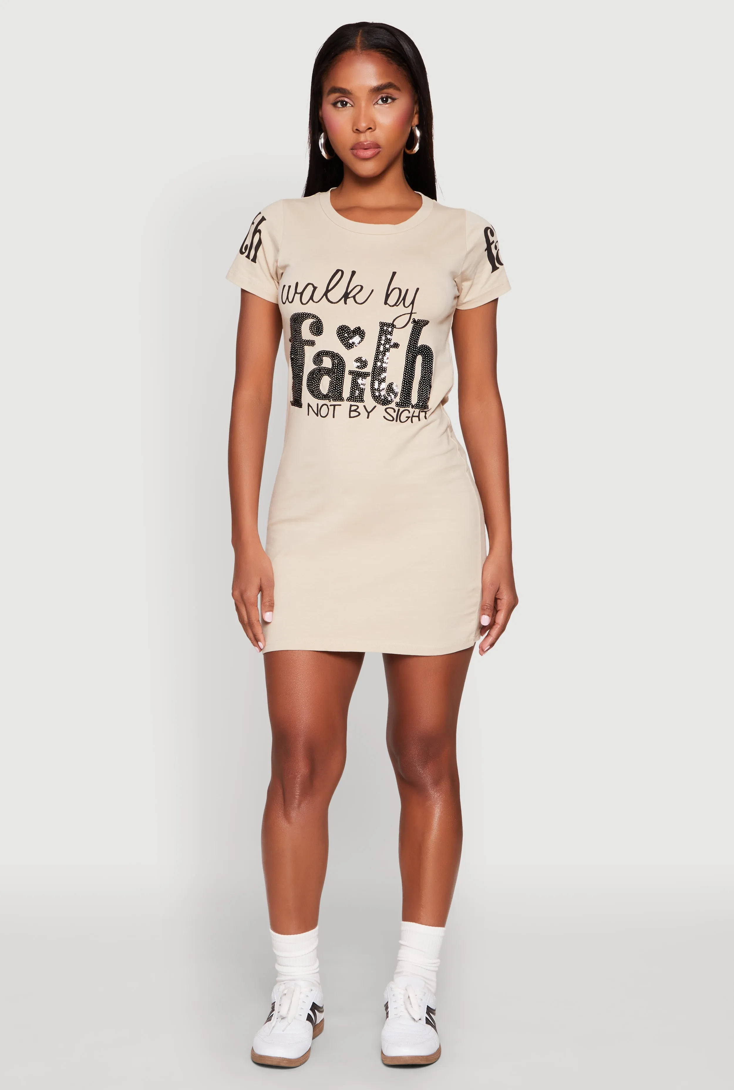 Sequin Walk By Faith Not By Sight T Shirt Dress sold by Rainbow product image thumbnail 2