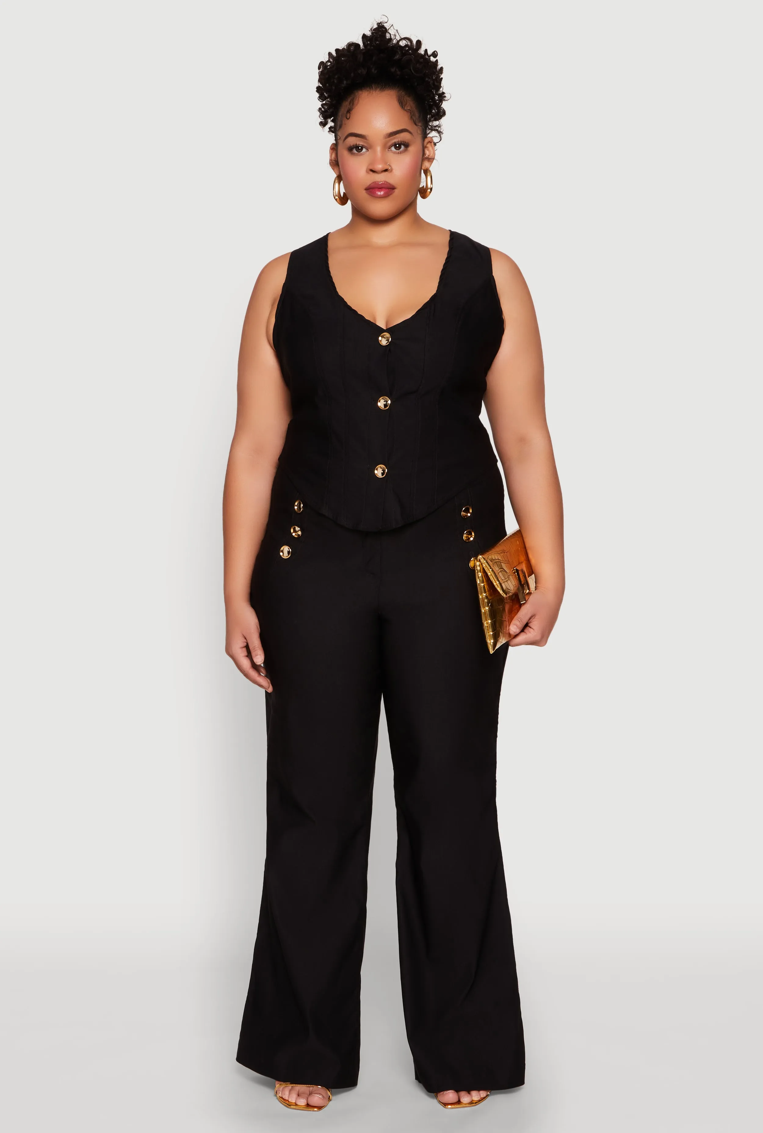 Plus Size Cropped Corset Detail Vest sold by Rainbow product image thumbnail 2