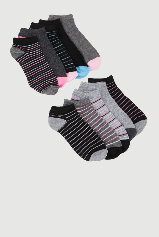 Girls Stripe Pattern Ankle Socks 10 Pack Size 11-4 sold by Rainbow