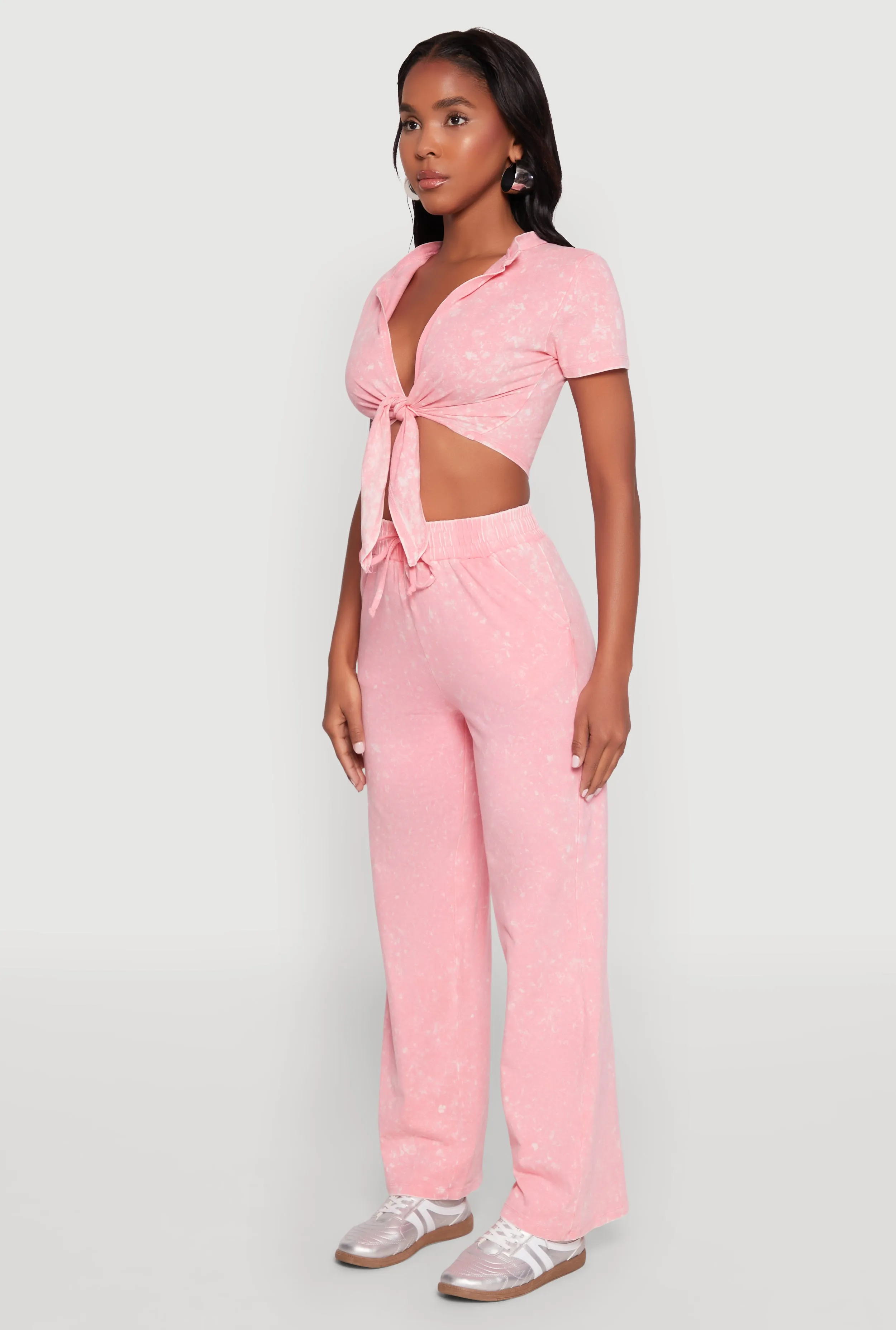 Cropped Mineral Wash Tie Front Top sold by Rainbow product image thumbnail 5