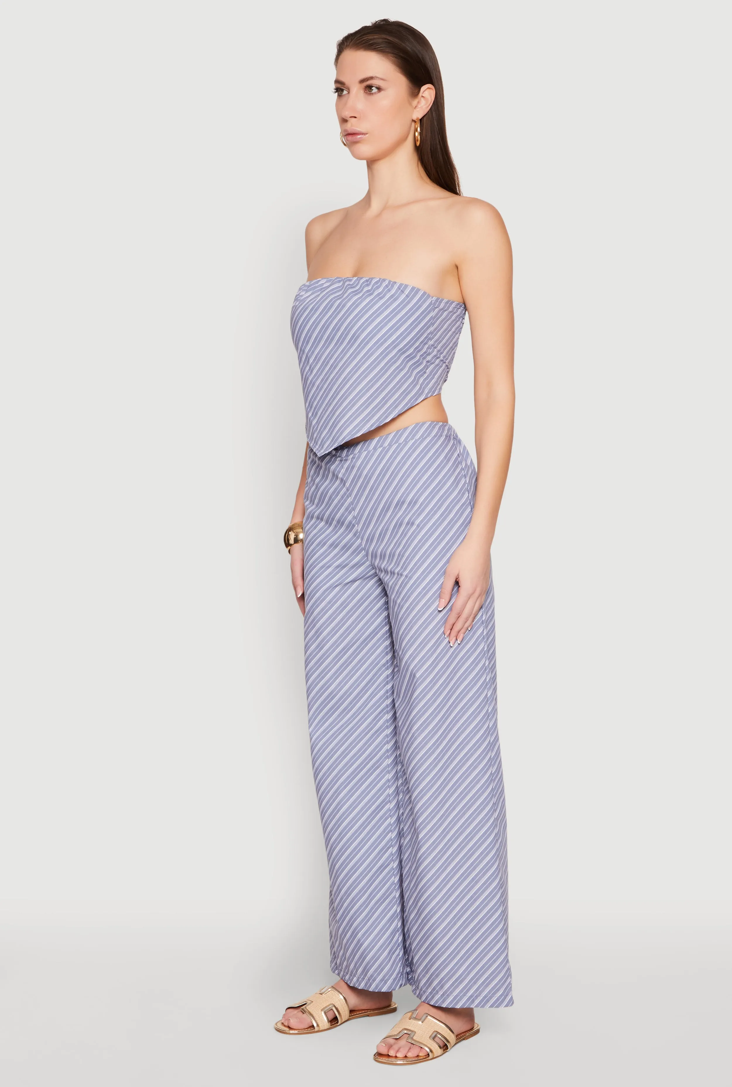 Cropped Pinstripe Tube Top sold by Rainbow product image thumbnail 5