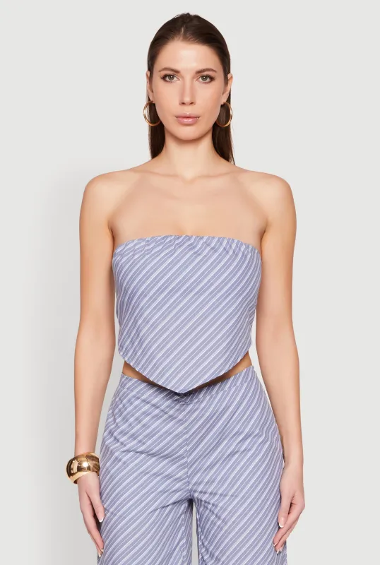 Cropped Pinstripe Tube Top sold by Rainbow