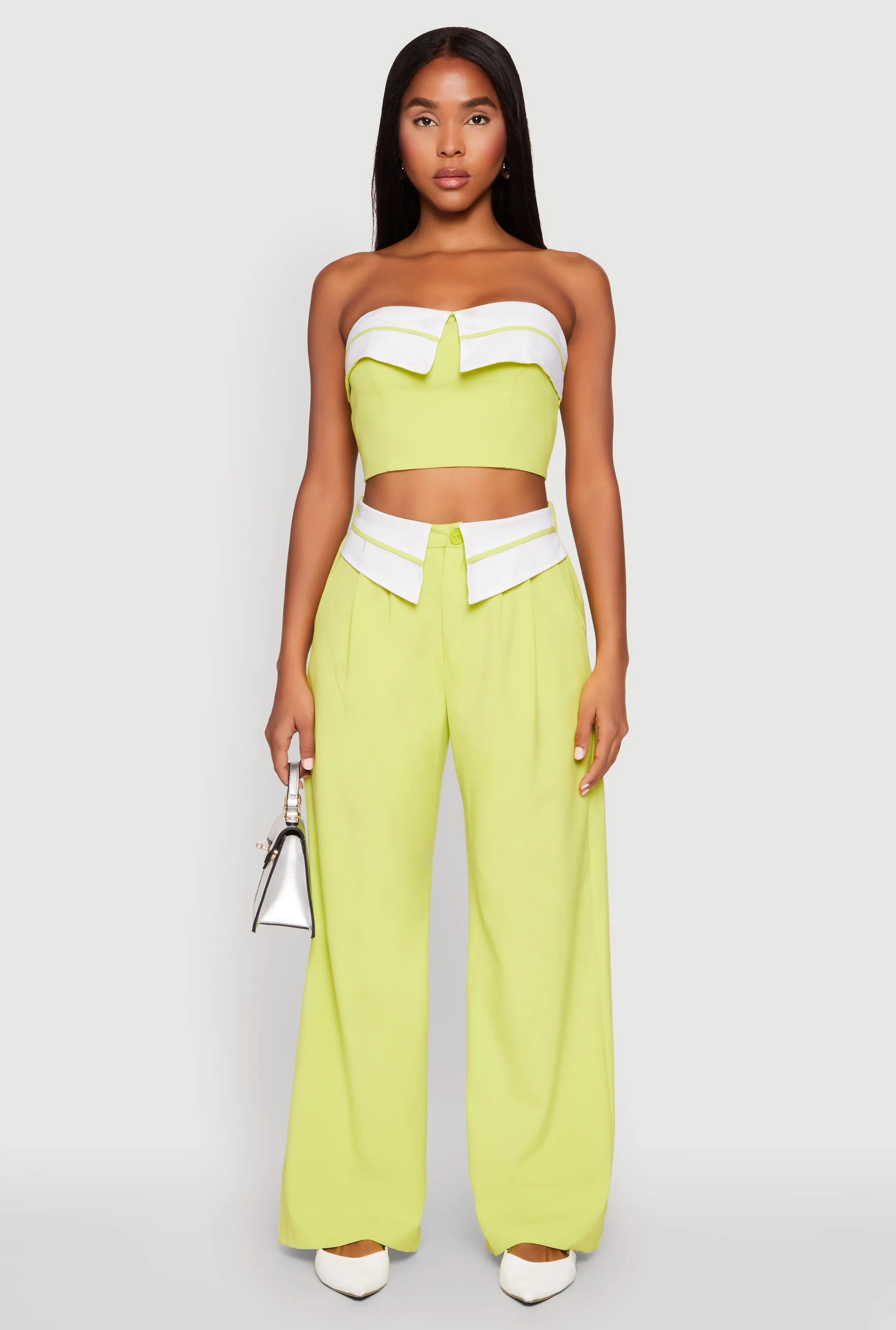 Contrast Trim Fold Over Crop Top sold by Rainbow product image thumbnail 3