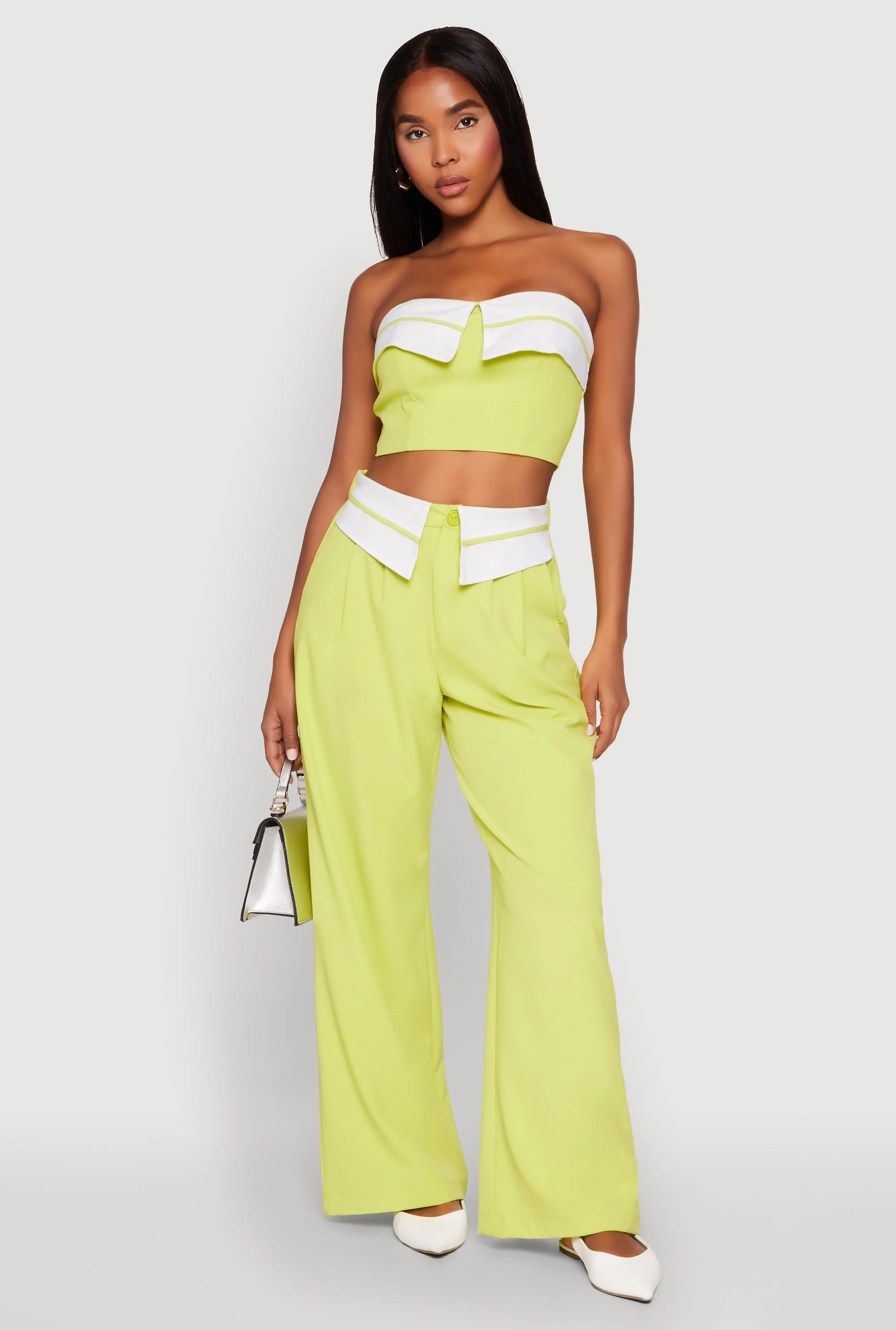 Contrast Trim Fold Over Crop Top sold by Rainbow product image thumbnail 2