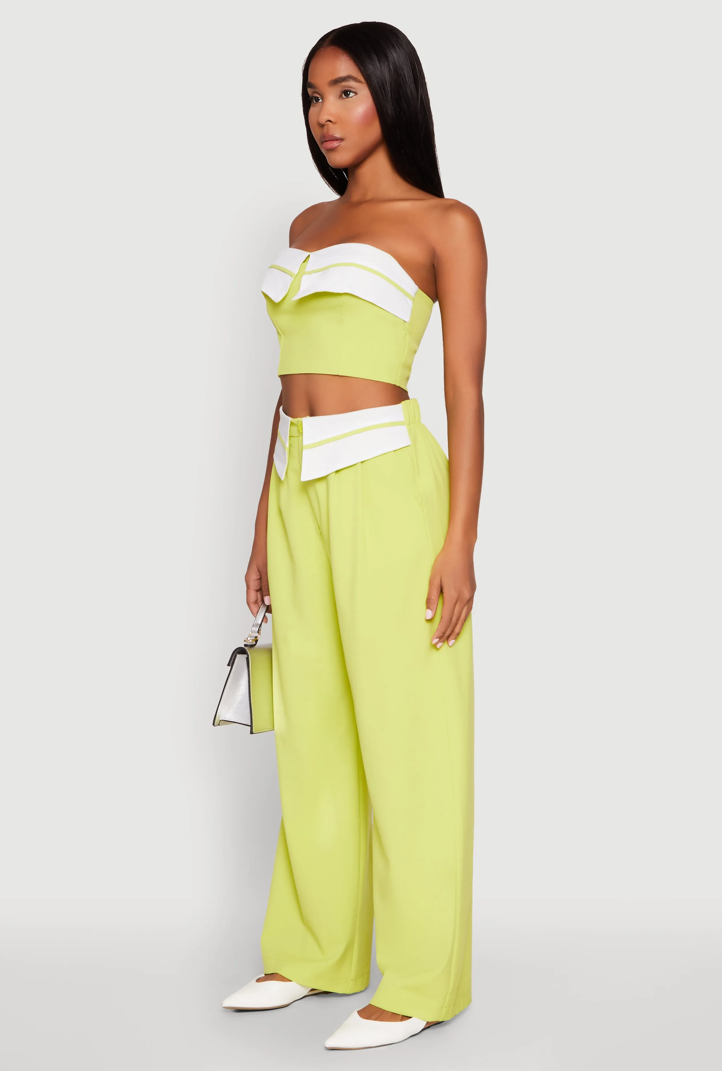 Contrast Trim Fold Over Crop Top sold by Rainbow product image thumbnail 5
