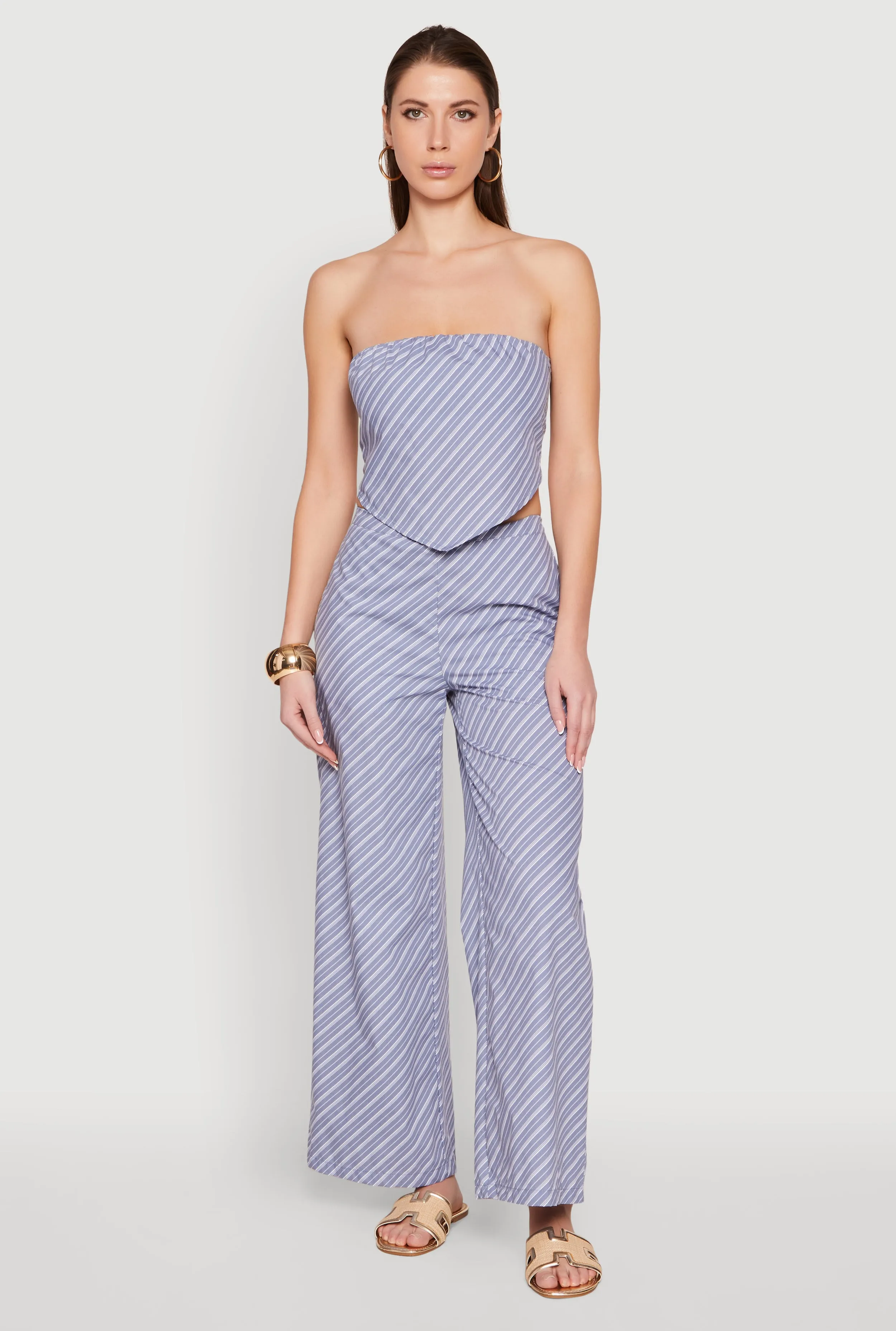 High Waisted Pinstripe Wide Leg Pants sold by Rainbow product image thumbnail 2