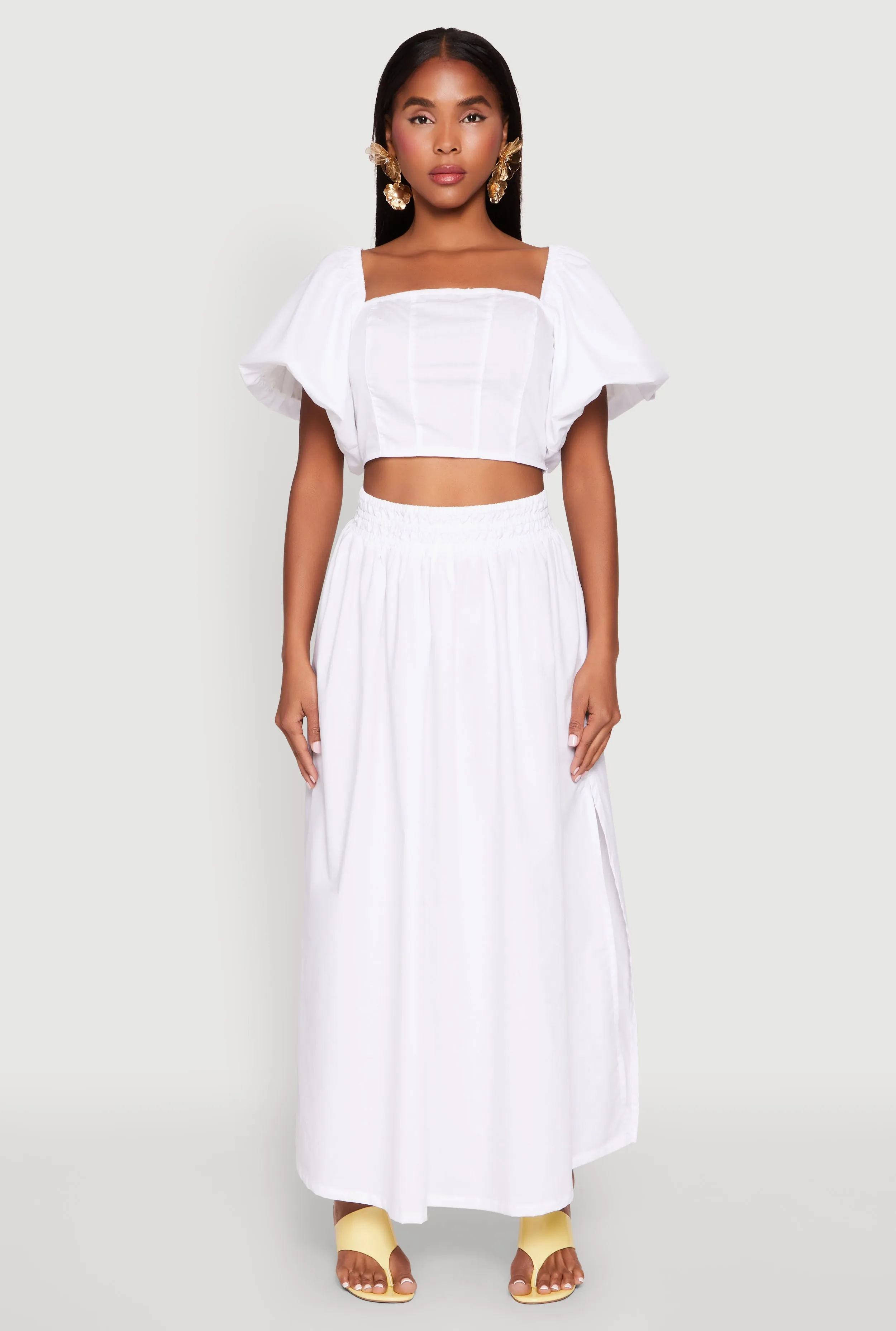 Poplin Puff Sleeve Corset Crop Top sold by Rainbow product image thumbnail 3