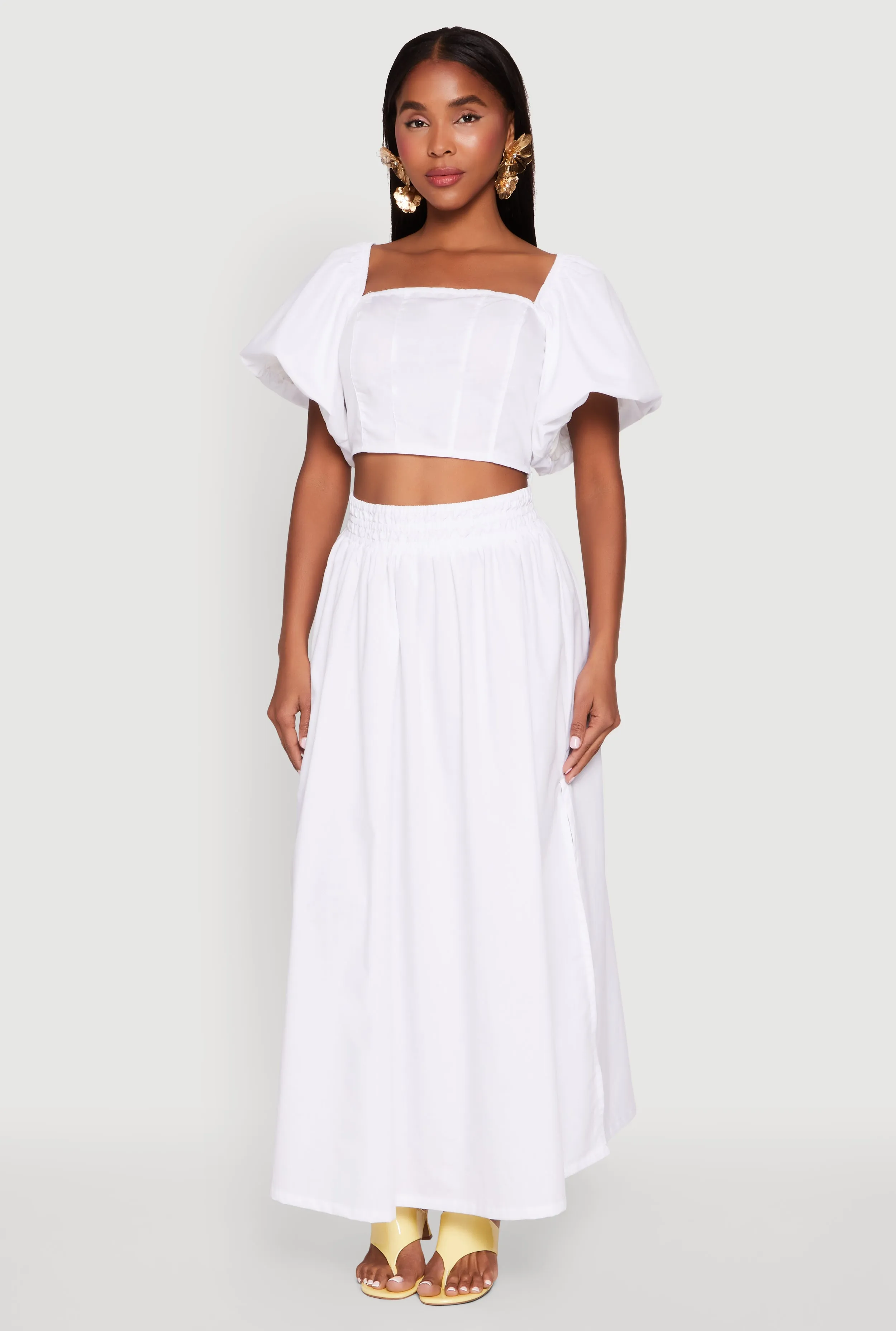 Poplin Puff Sleeve Corset Crop Top sold by Rainbow product image thumbnail 2
