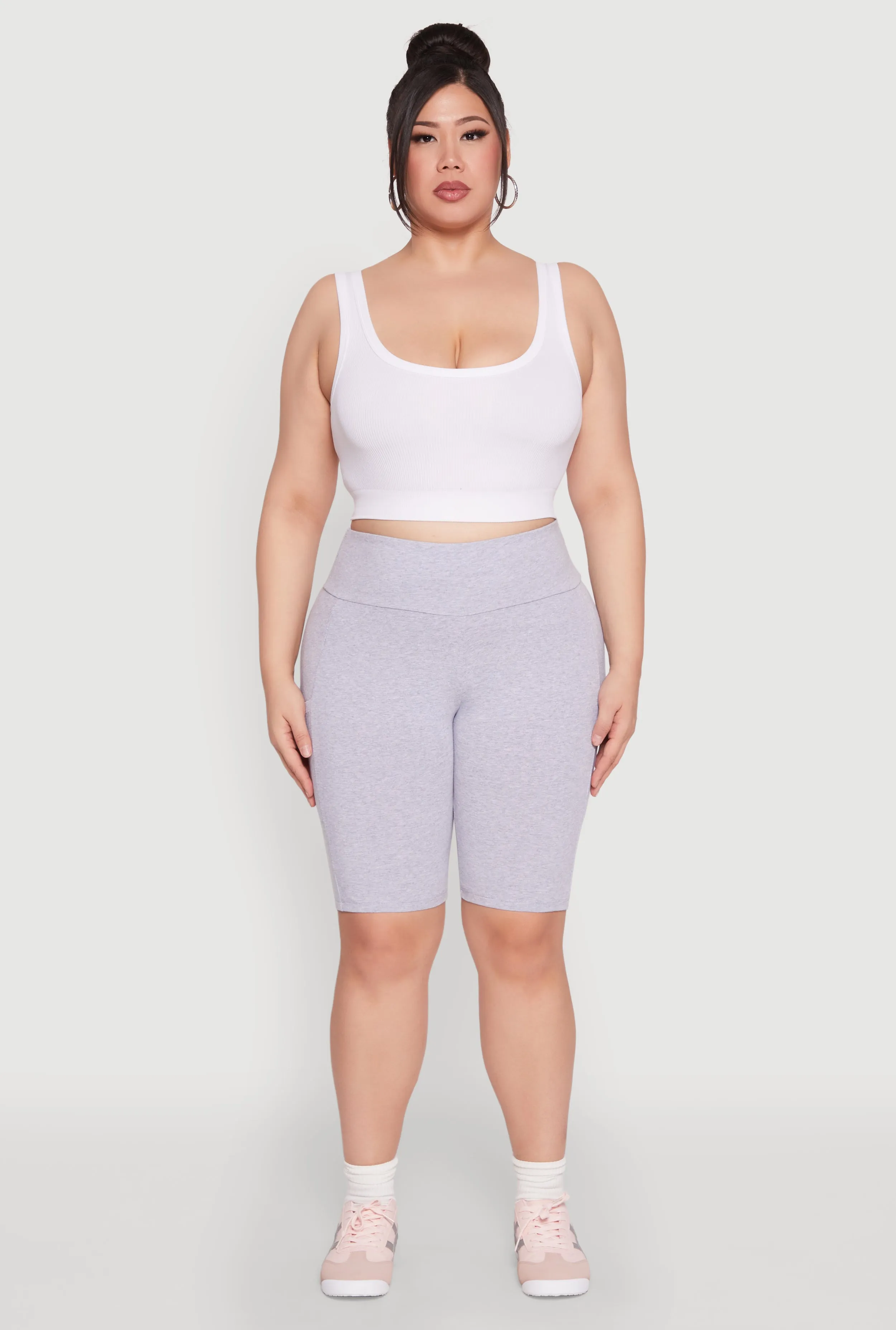 Plus Size High Waist Cell Phone Pocket Biker Shorts sold by Rainbow product image thumbnail 2