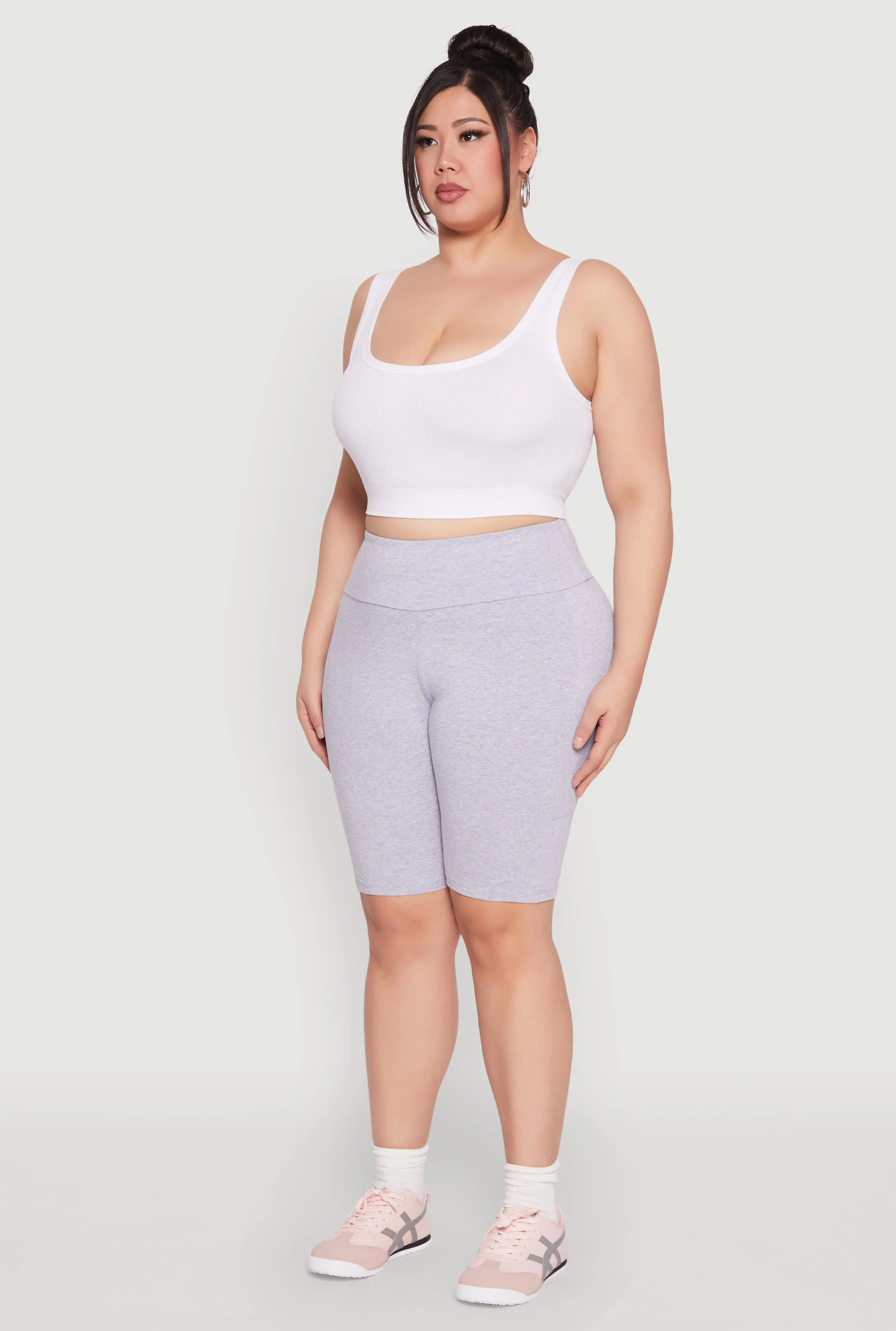 Plus Size High Waist Cell Phone Pocket Biker Shorts sold by Rainbow product image thumbnail 3