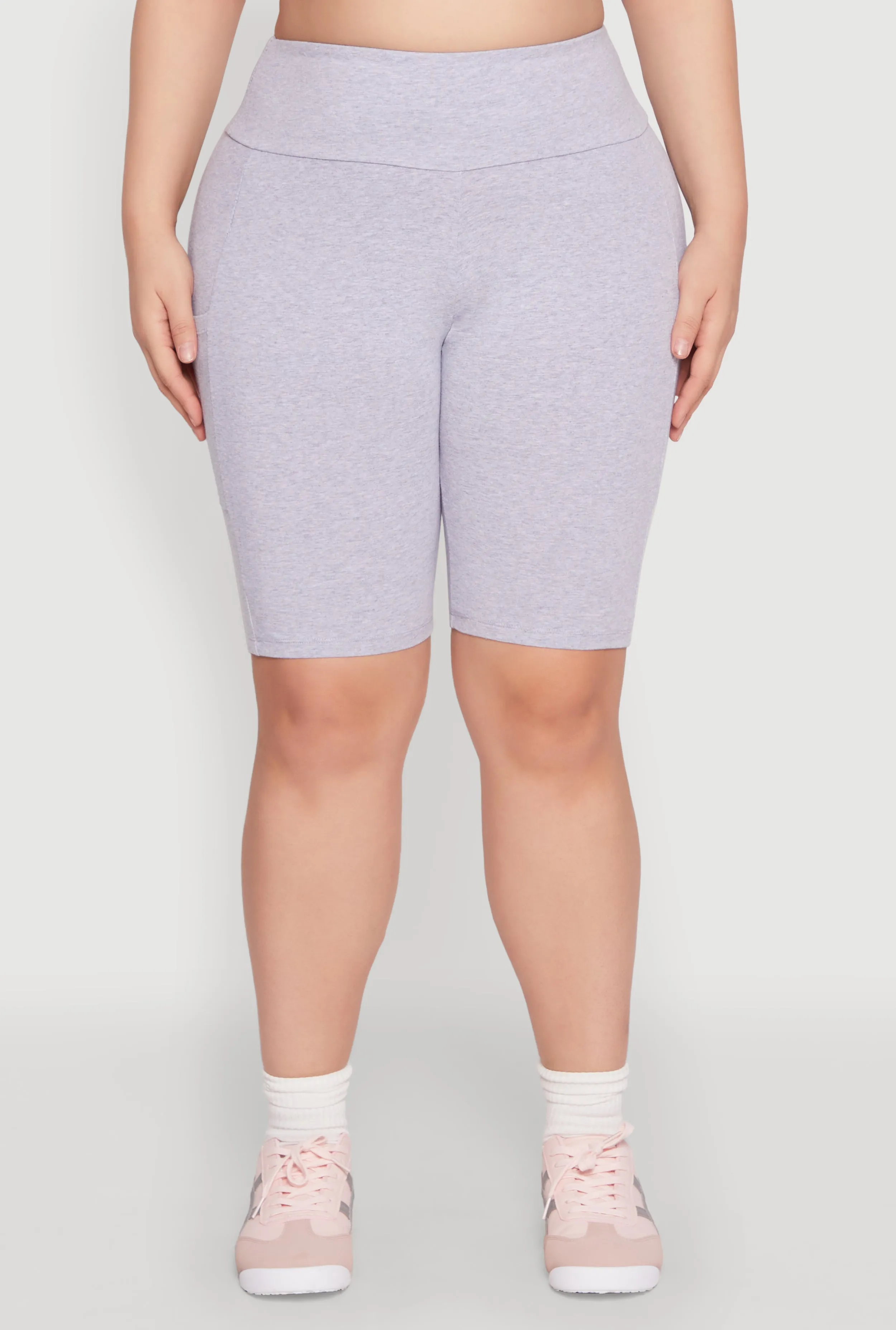 Plus Size High Waist Cell Phone Pocket Biker Shorts sold by Rainbow product image thumbnail 5