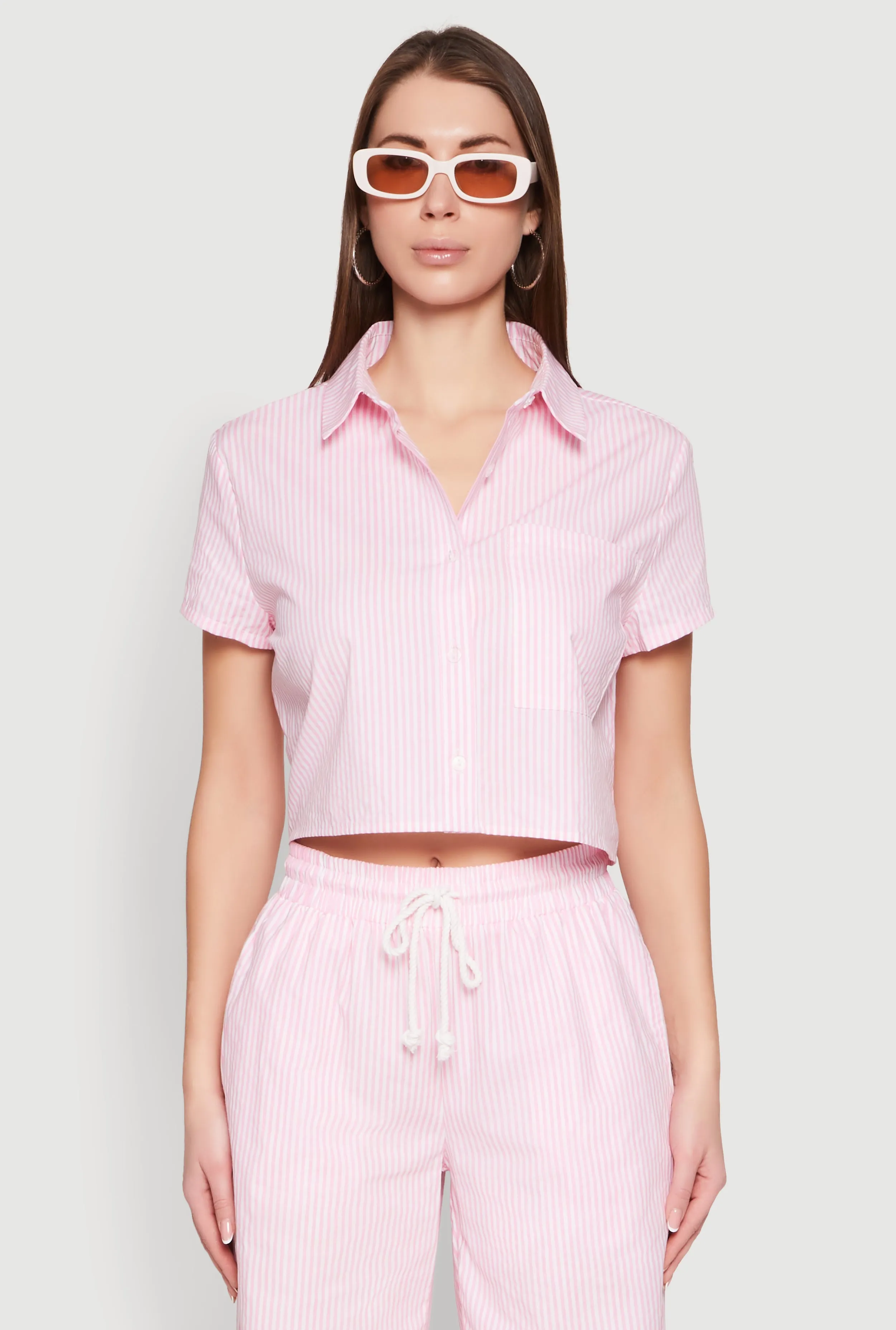 Striped Cropped Shirt sold by Rainbow