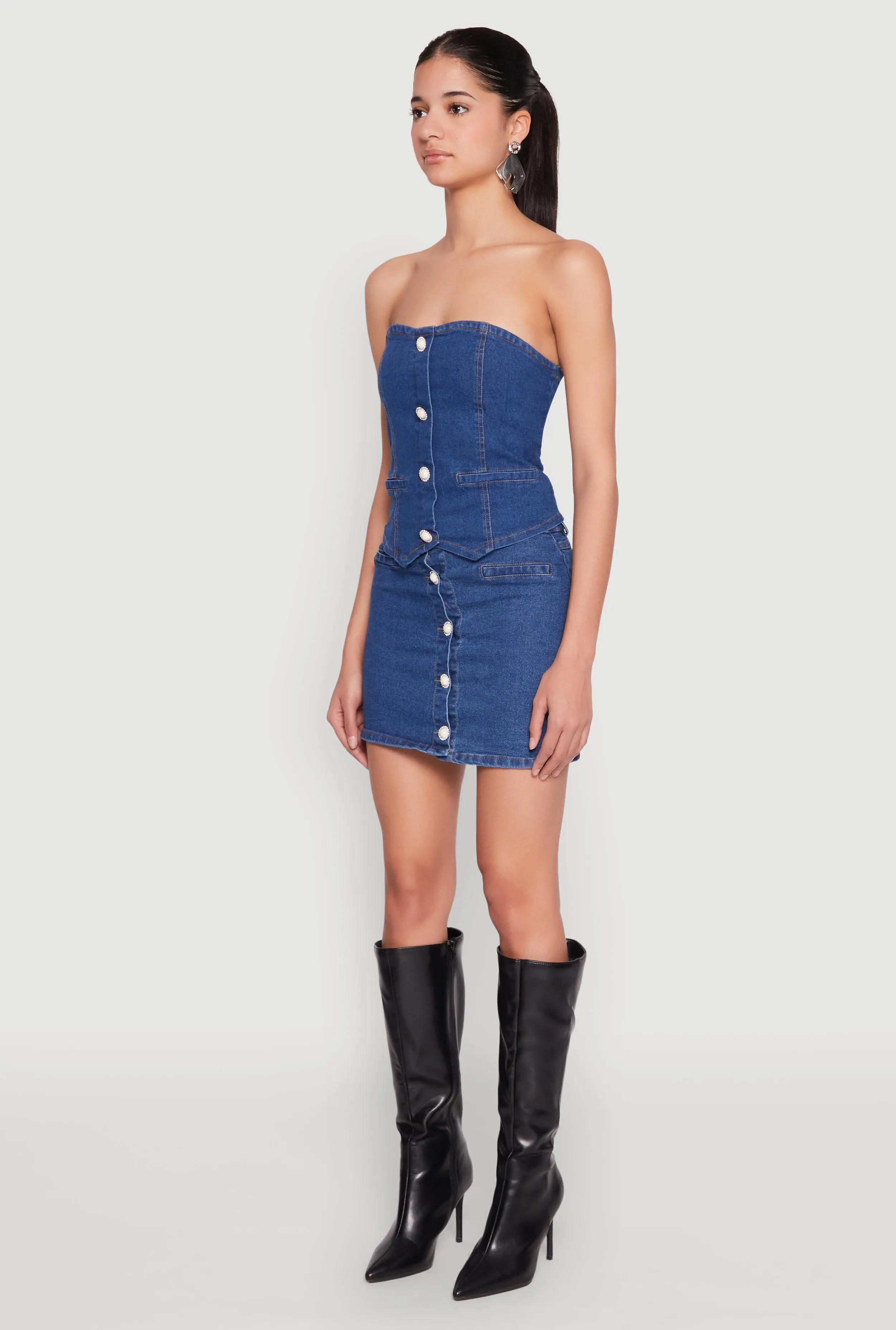 Faux Pearl Denim Tube Top sold by Rainbow product image thumbnail 5