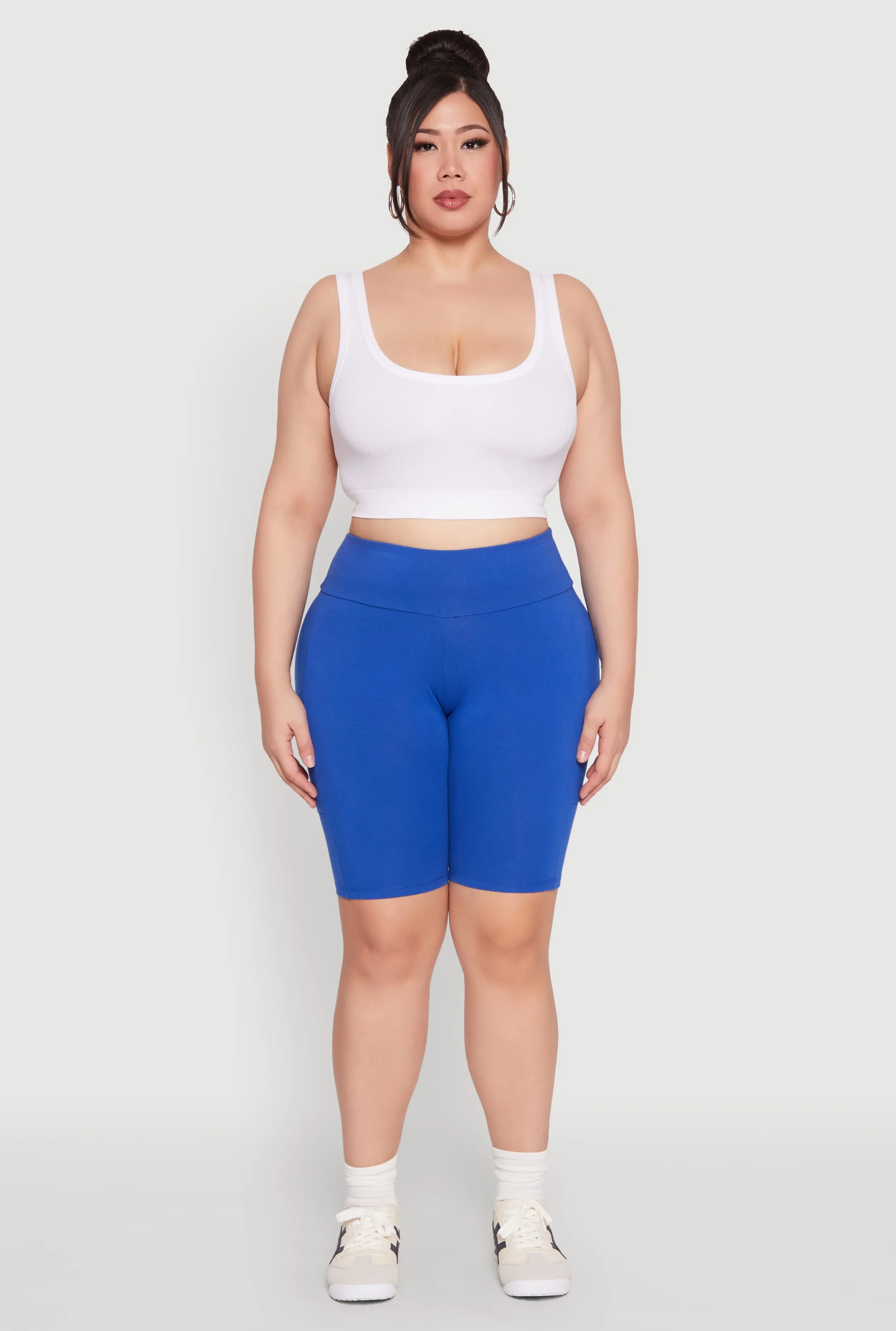 Plus Size High Waist Cell Phone Pocket Biker Shorts sold by Rainbow product image thumbnail 2