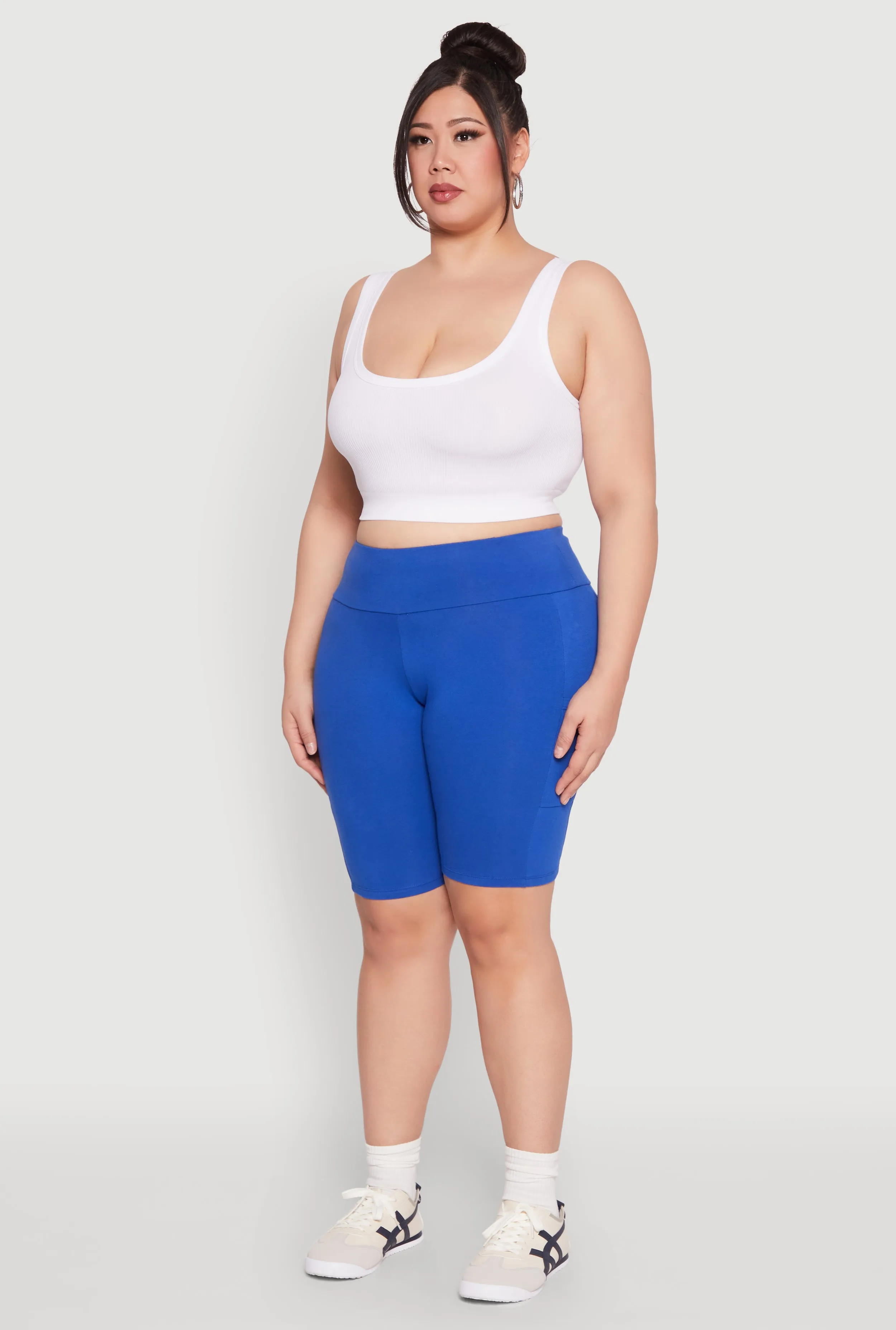 Plus Size High Waist Cell Phone Pocket Biker Shorts sold by Rainbow product image thumbnail 3