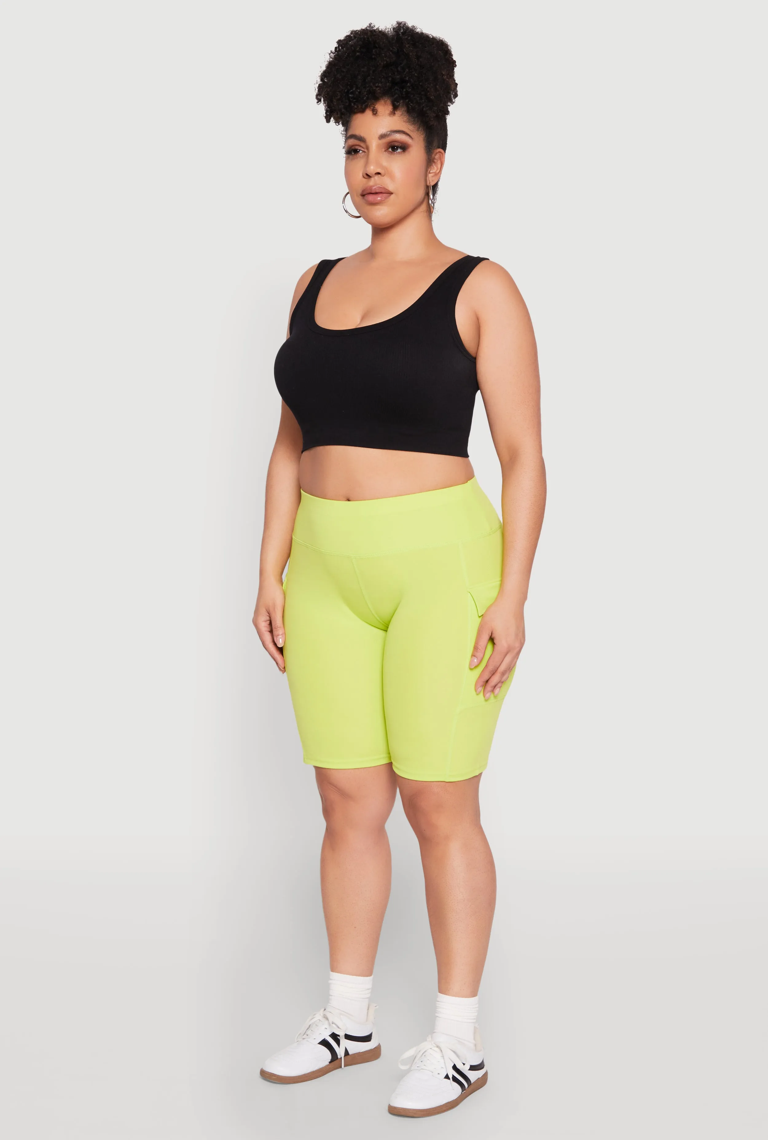 Plus Size High Waisted Cargo Pocket Biker Shorts sold by Rainbow product image thumbnail 3