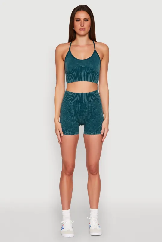 Ruched Seamless Ribbed Knit Biker Shorts sold by Rainbow