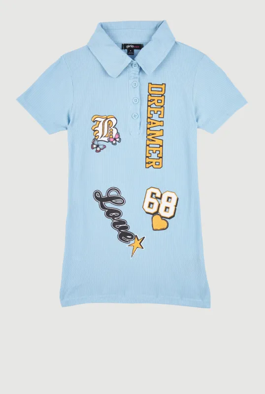Little Girls Dreamer Graphic Polo Dress sold by Rainbow