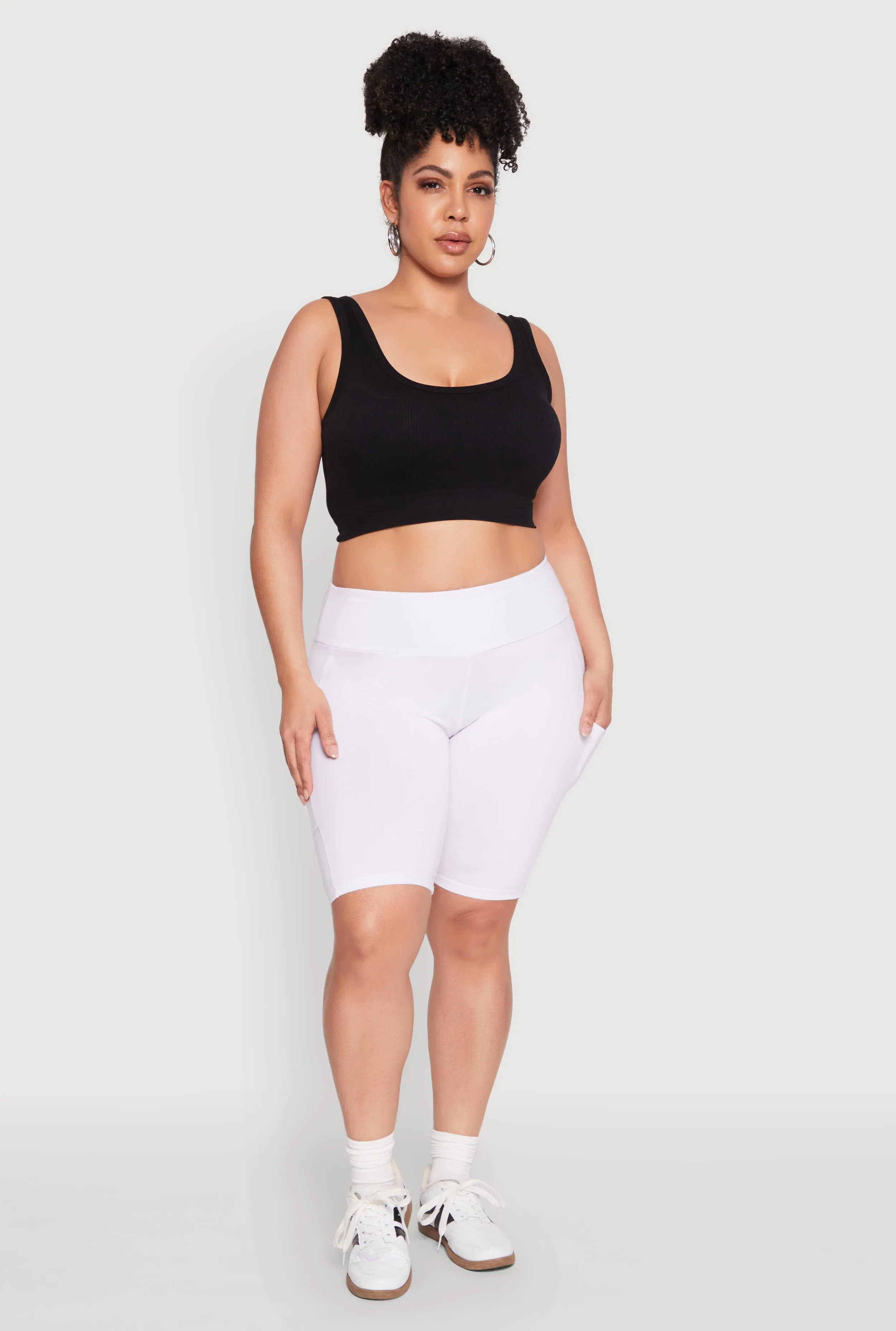 Plus Size High Waist Cell Phone Pocket Biker Shorts sold by Rainbow product image thumbnail 2