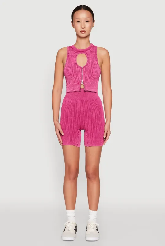 Seamless Ribbed Knit Ruched Biker Shorts sold by Rainbow