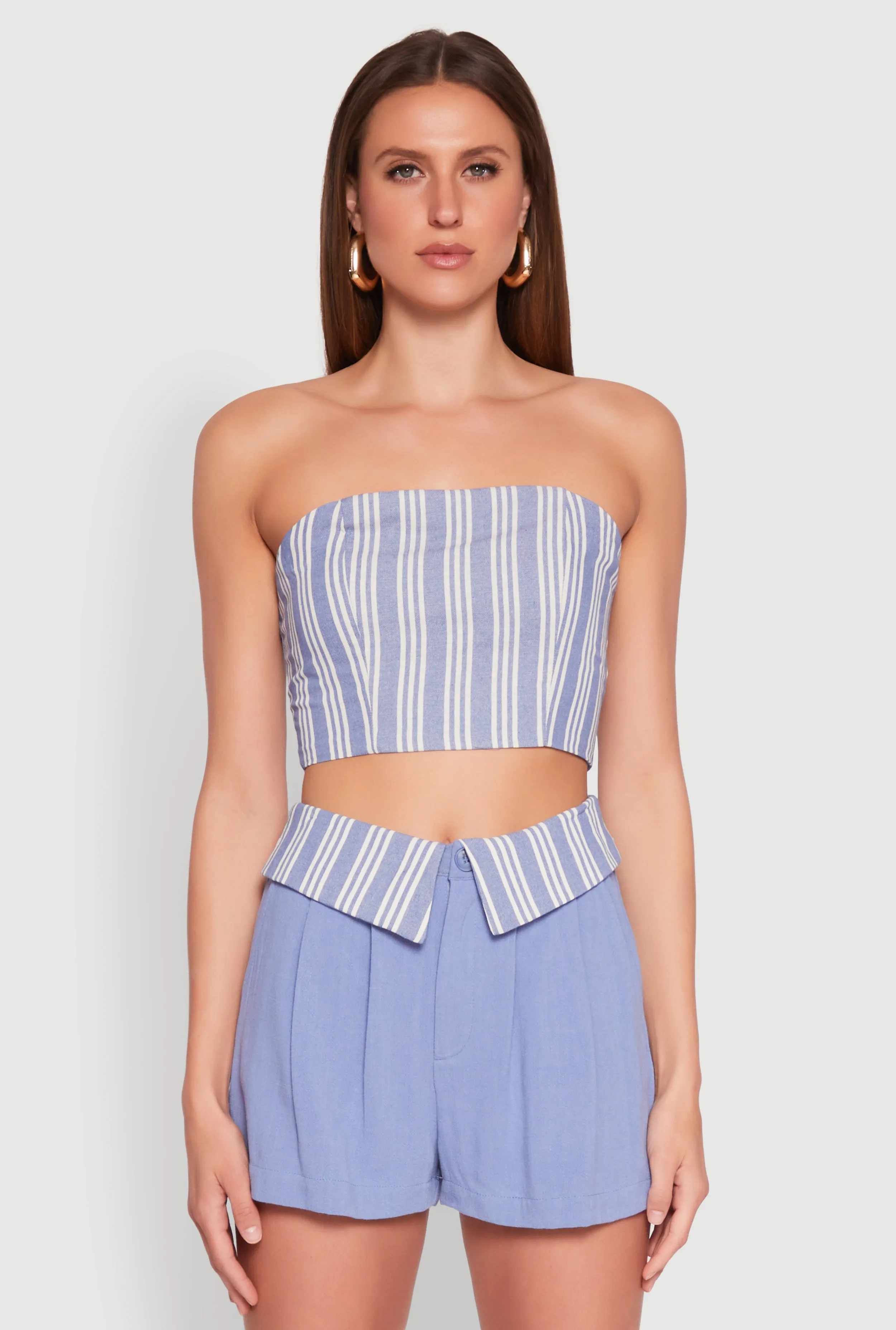 Cropped Stripe Tube Top sold by Rainbow
