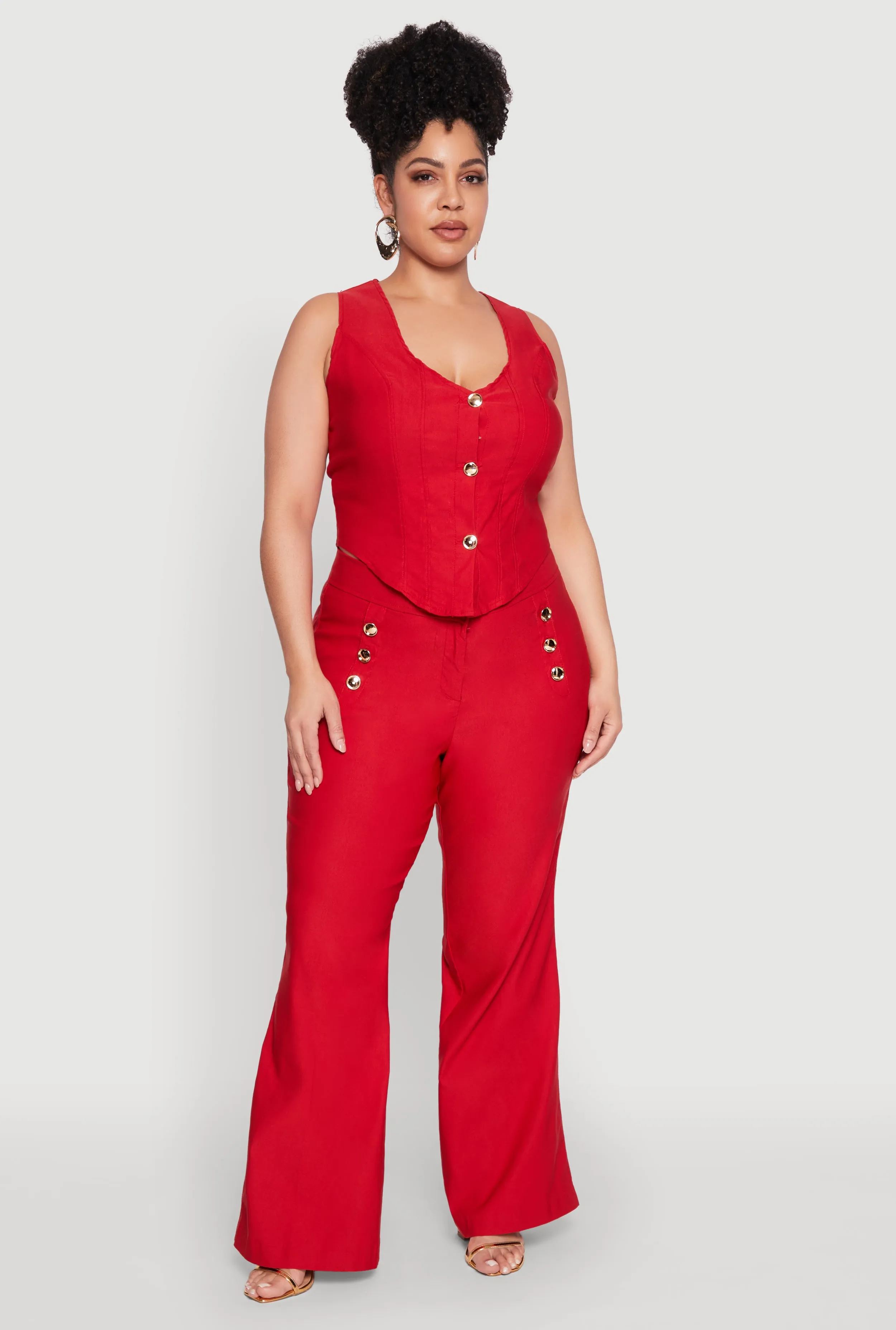 Plus Size Flared Pull On Dress Pants sold by Rainbow