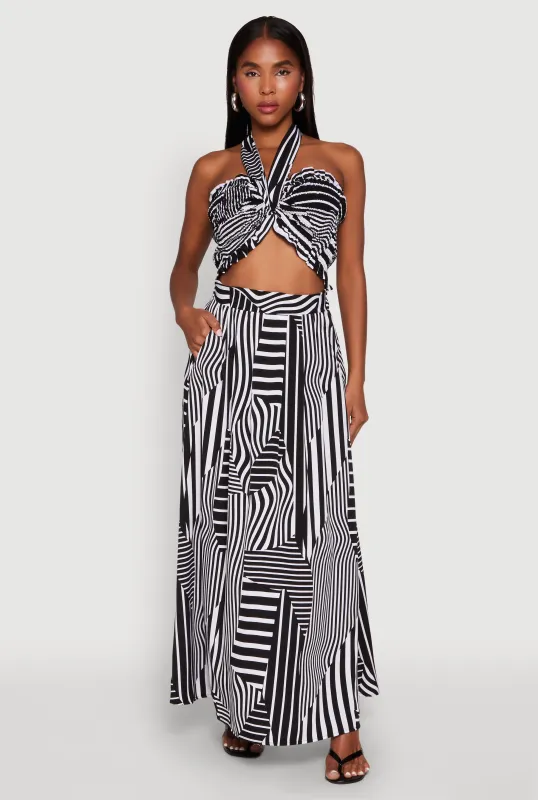 Printed Pattern Pleated Maxi Skirt sold by Rainbow