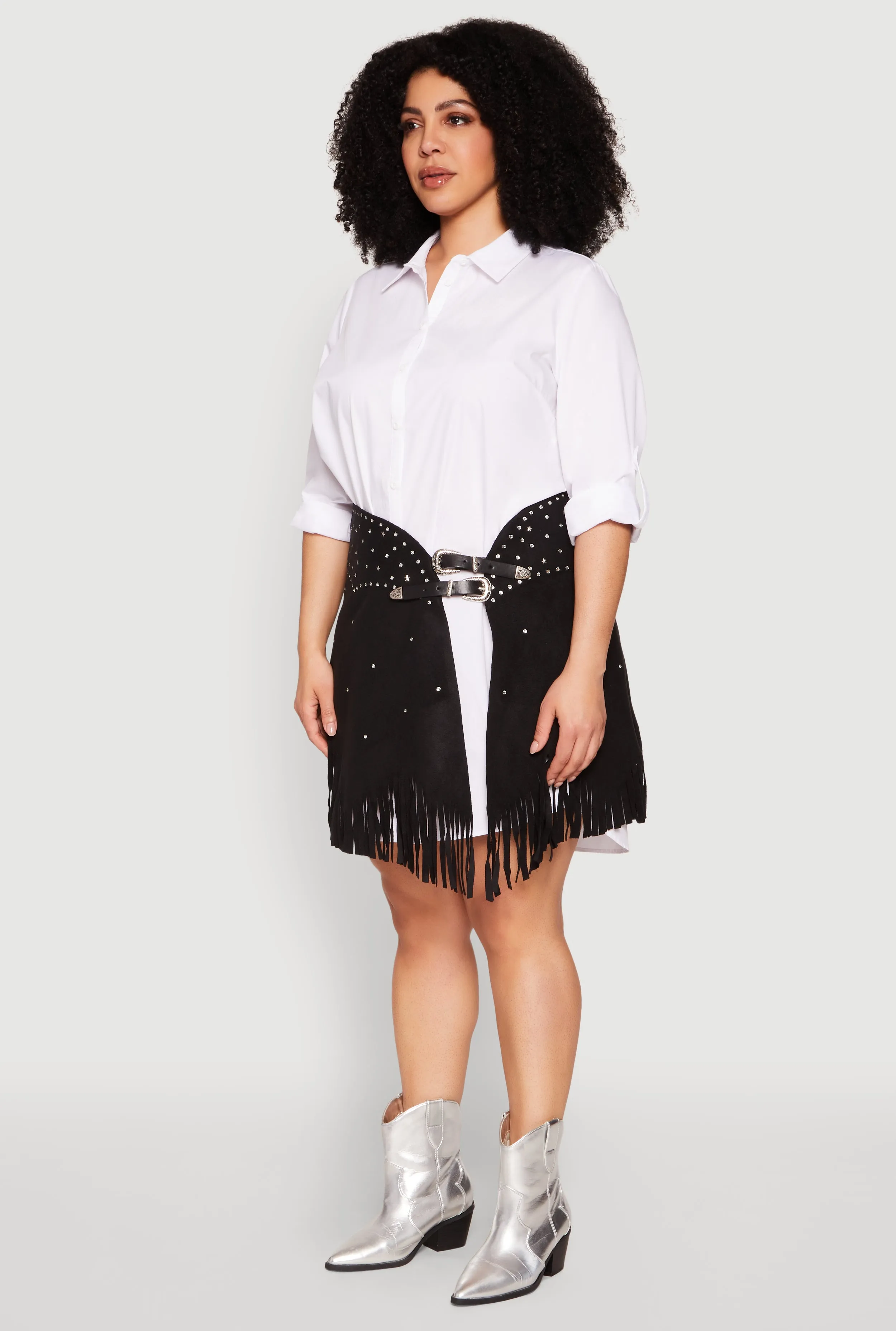 Plus Size Fringe Buckle Front Skirt sold by Rainbow product image thumbnail 3