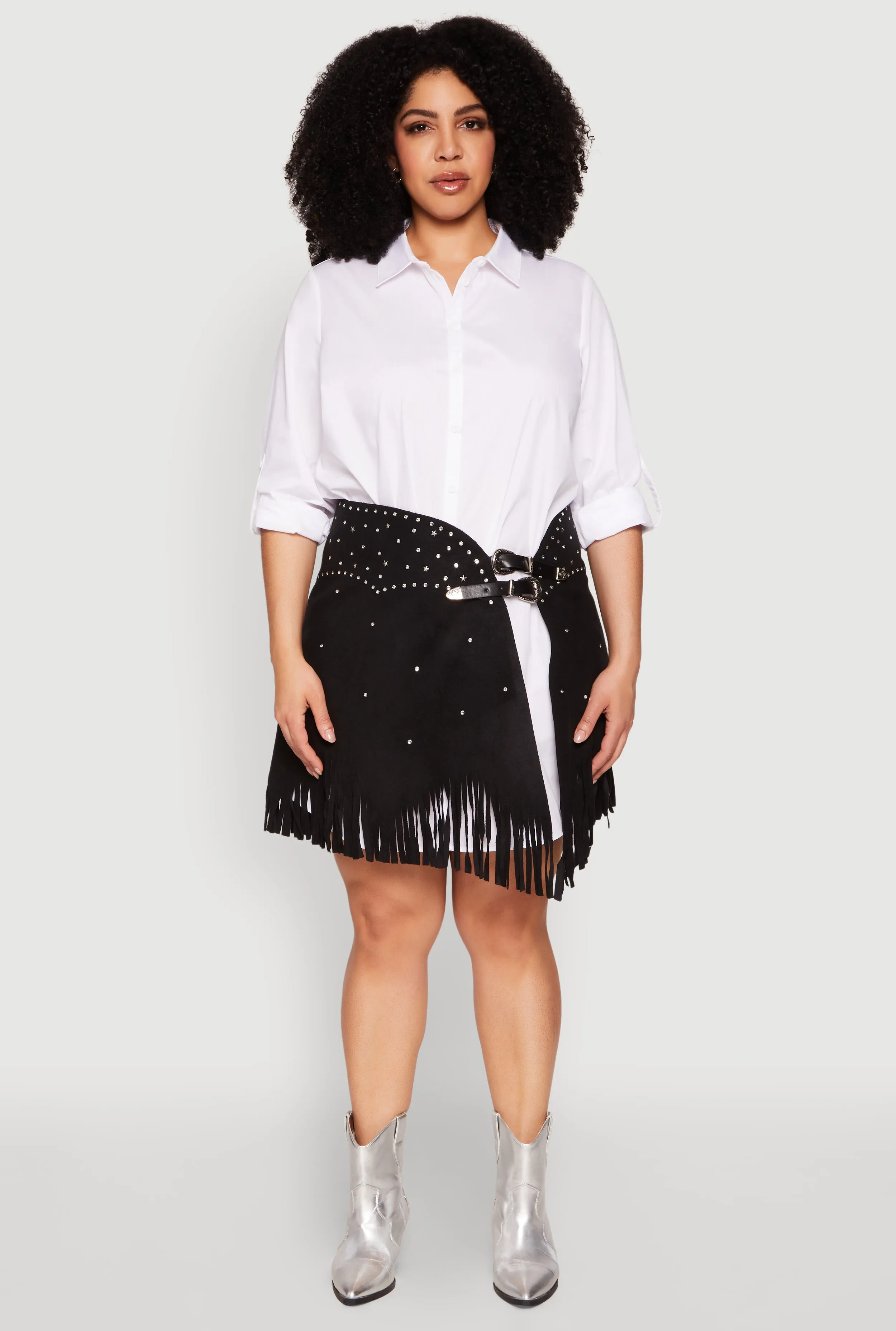Plus Size Fringe Buckle Front Skirt sold by Rainbow product image thumbnail 2