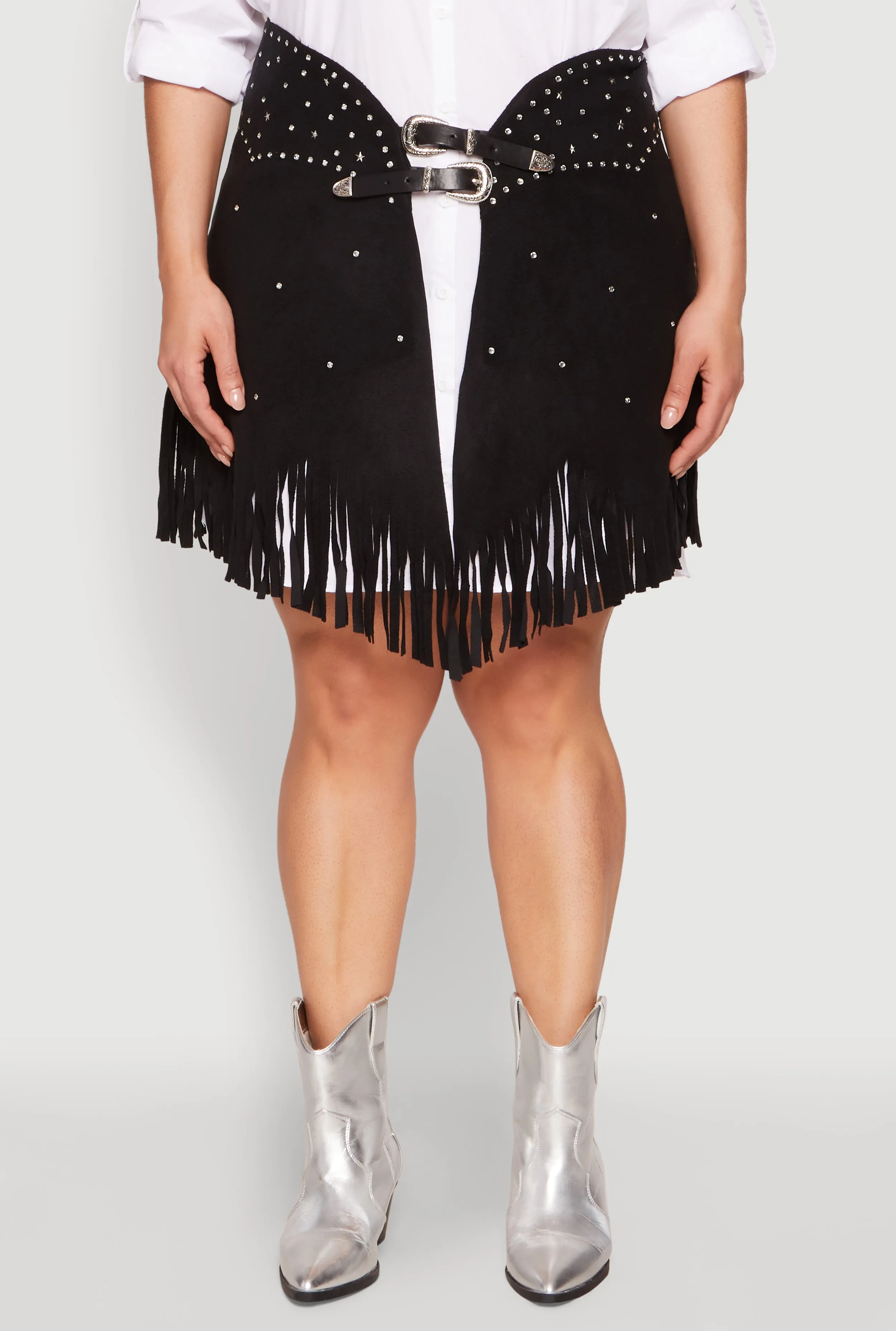 Plus Size Fringe Buckle Front Skirt sold by Rainbow product image thumbnail 5