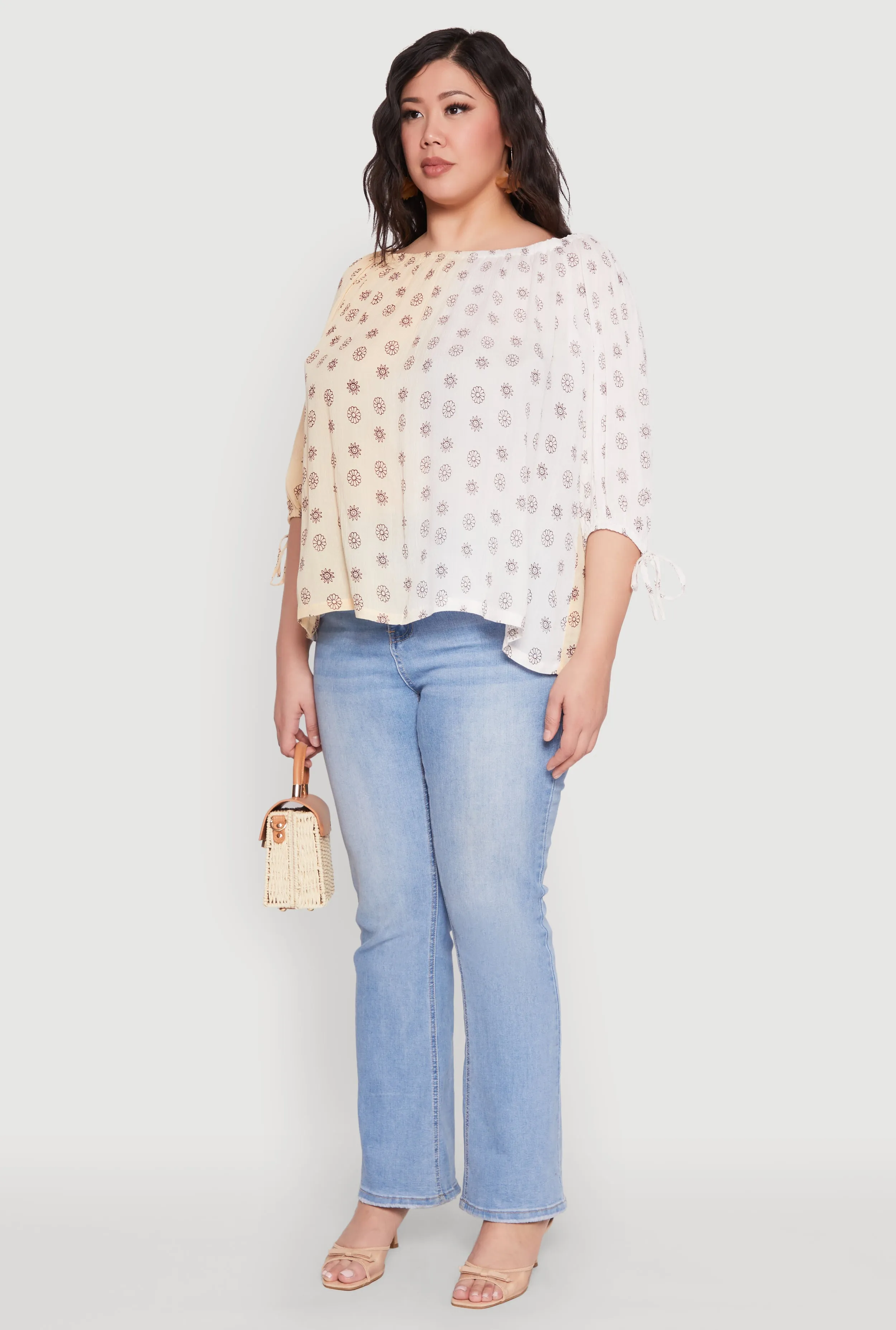 Plus Size Ombre Flower Print Blouse sold by Rainbow product image thumbnail 5