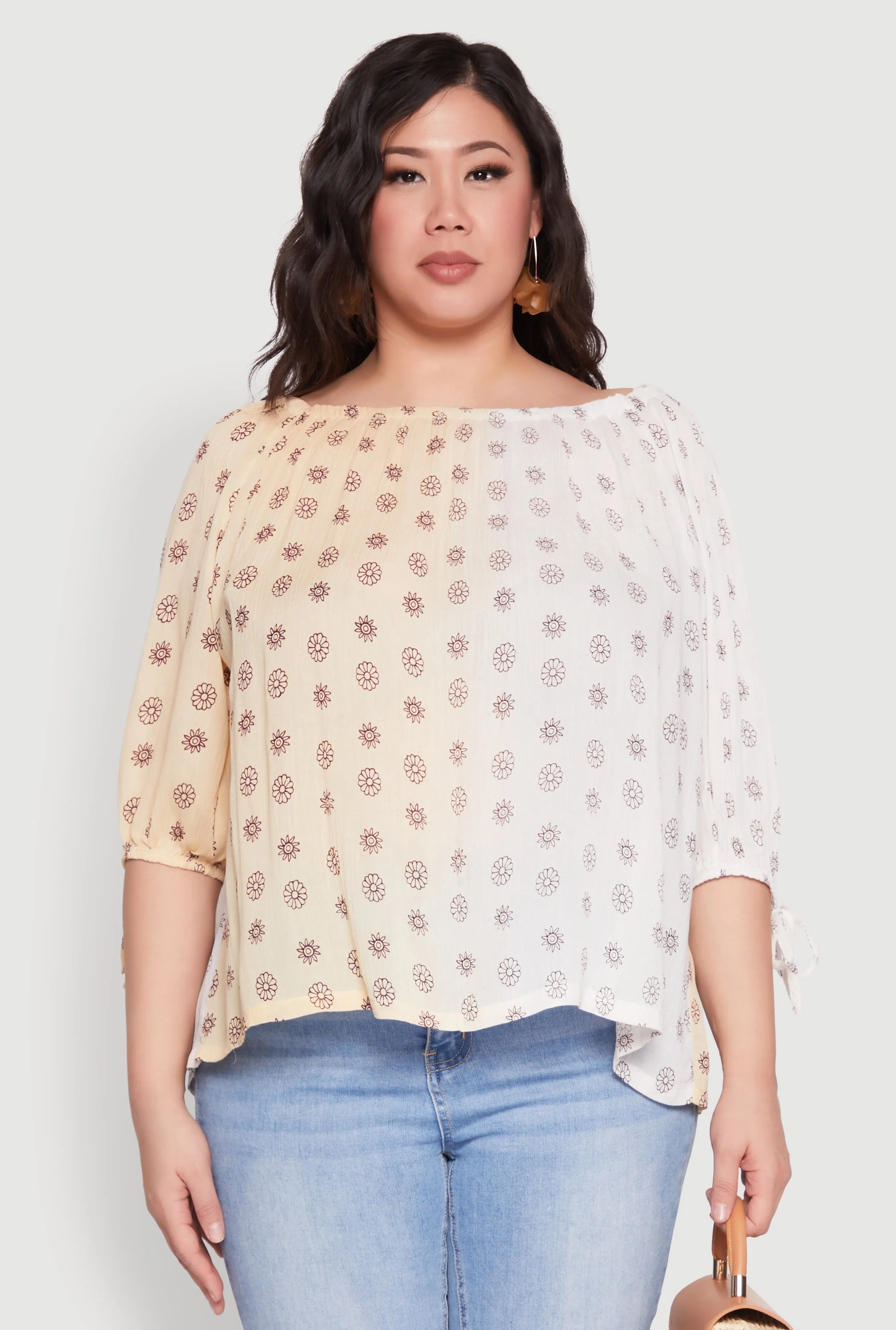 Plus Size Ombre Flower Print Blouse sold by Rainbow product image thumbnail 2